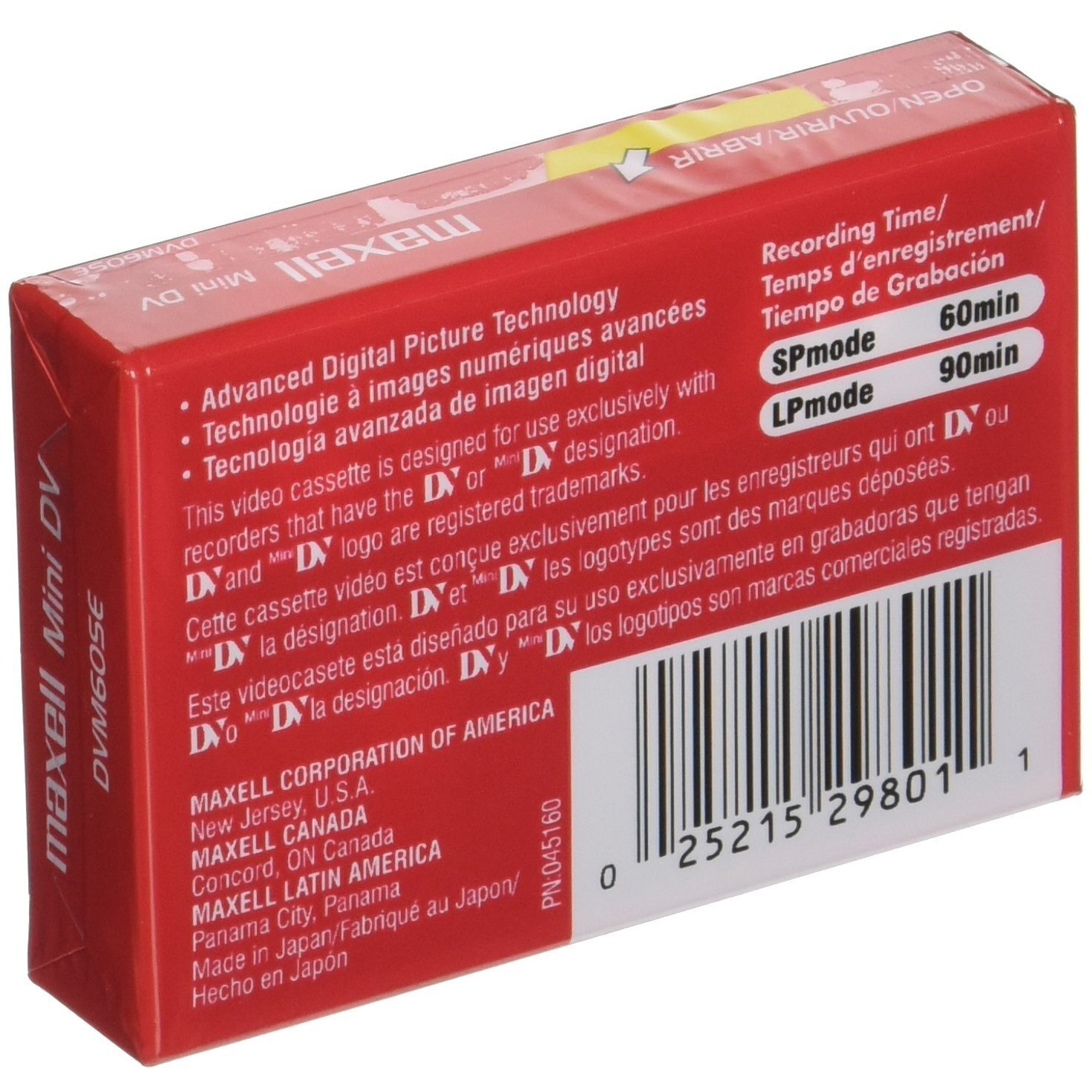 Maxell 298012 Advanced Digital Picture Technology 60 Minute Recording Spmode Time Mini Dvd Cassette