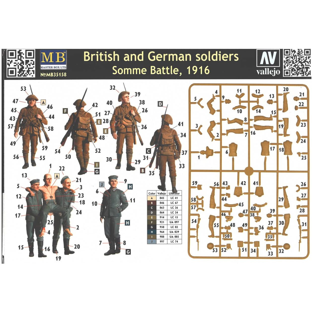 Master Box Models "&quotBritish And German Soldiers  Somme Battle 1916"" - 6 Figures Set (1/35 Sclae)
