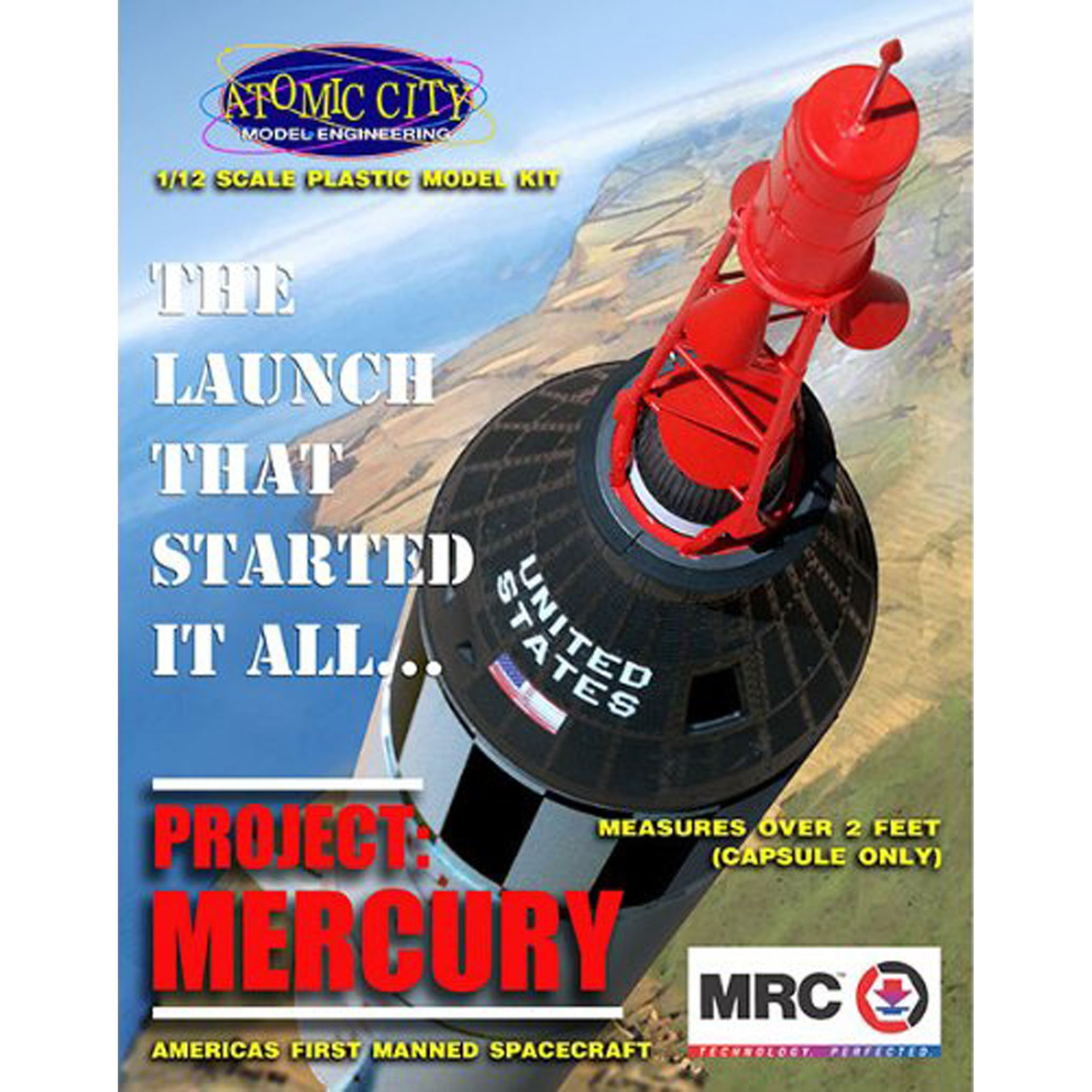 Mrc Atomic City 0062001 Mercury Capsule Plastic Model Kit  1/12 Scale  0.5 Liters  Black
