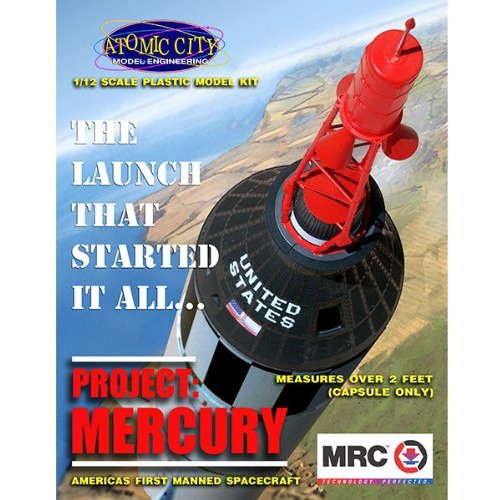 Mrc Atomic City 0062001 Mercury Capsule Plastic Model Kit  1/12 Scale  0.5 Liters  Black