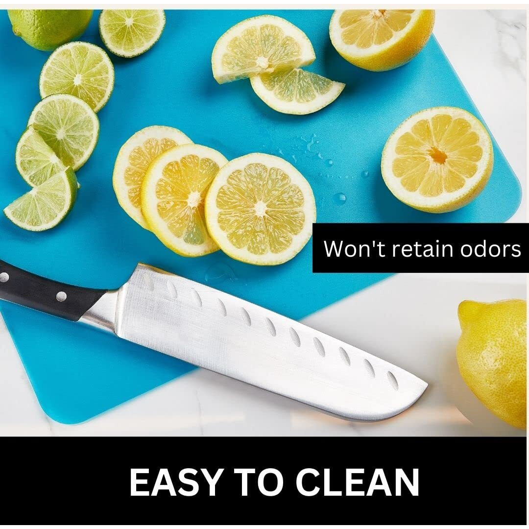 Flexible 3 Colored Cutting Board Mats Set  Plastic  Colorful For Kitchen