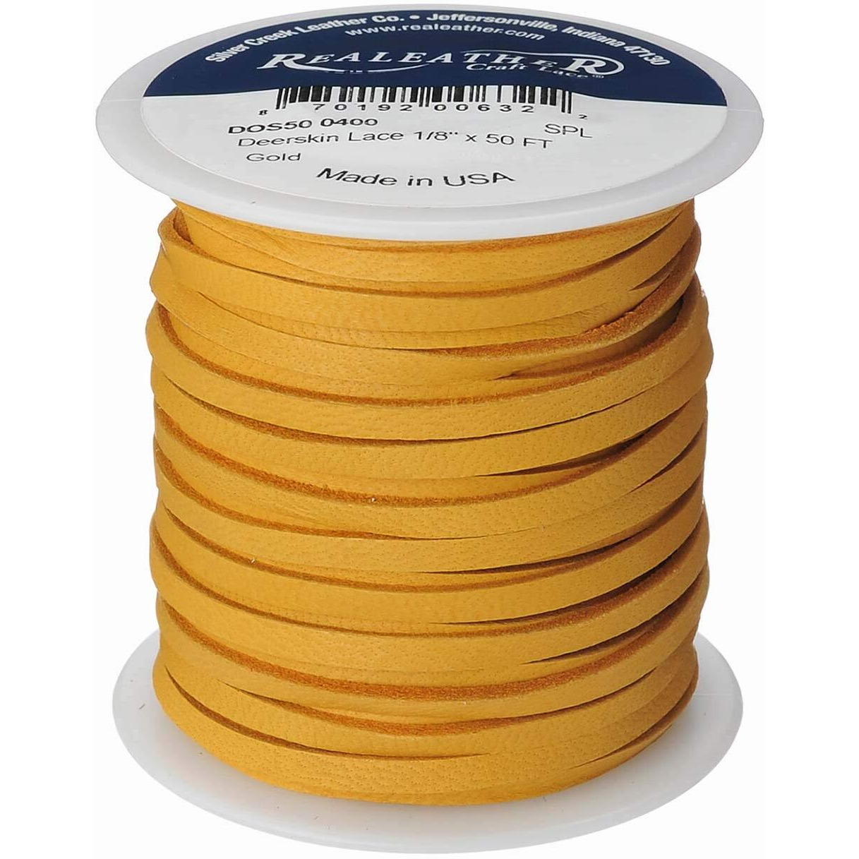 Silver Creek Leather Co Realeather Dos50-0400 Deerskin Leather Lace For Crafts And Jewelry Making  0.125"" X 50'  Gold  1-Spool