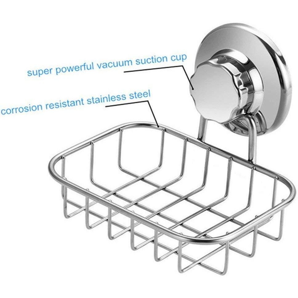 Sanno Suction Cup Soap Holder  Soap Dish Saver Tray Bar Soap Sponge Holder For Shower Wall  Bathroom  Tub And Kitchen Sink Stainless Steel