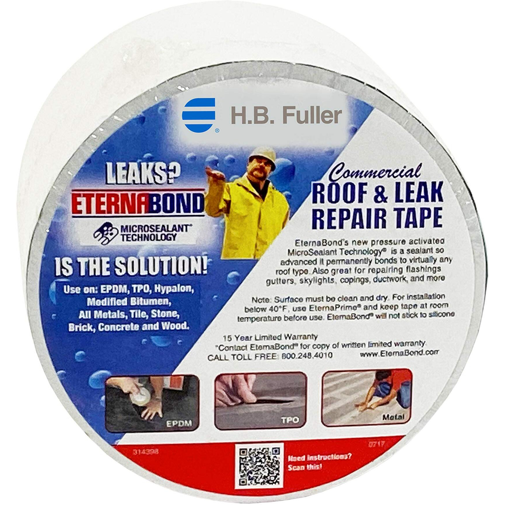 Eternabond Roofseal White 4"" X25' Microsealant Uv Stable Rv Roof Seal Repair Tape | 35 Mil Total Thickness - Eb-Rw040-25R - One-Step Durable  Waterproof And Airtight Sealant