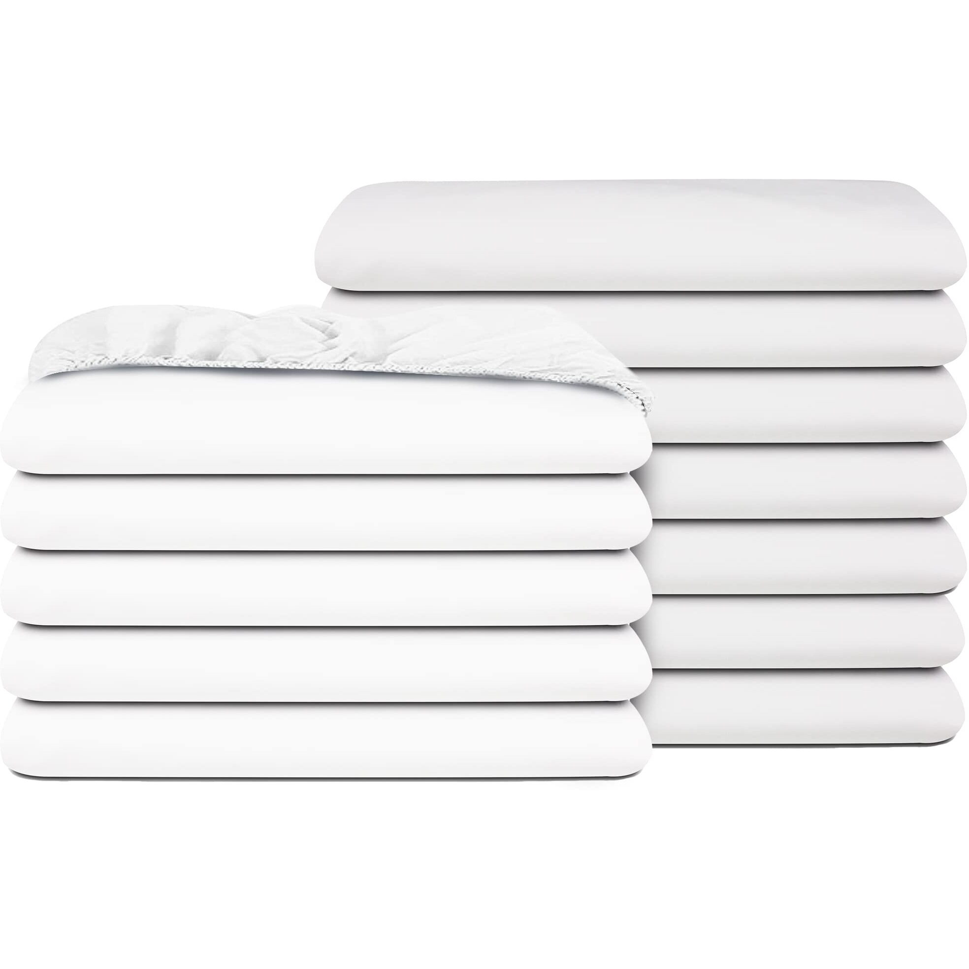 Pack Of 12 Fitted Sheets-White  200 Tc  Poly-Cotton Blend  Hotel Quality  Durable  Premium Comfort And Style - By Pacific Linens (Twin)