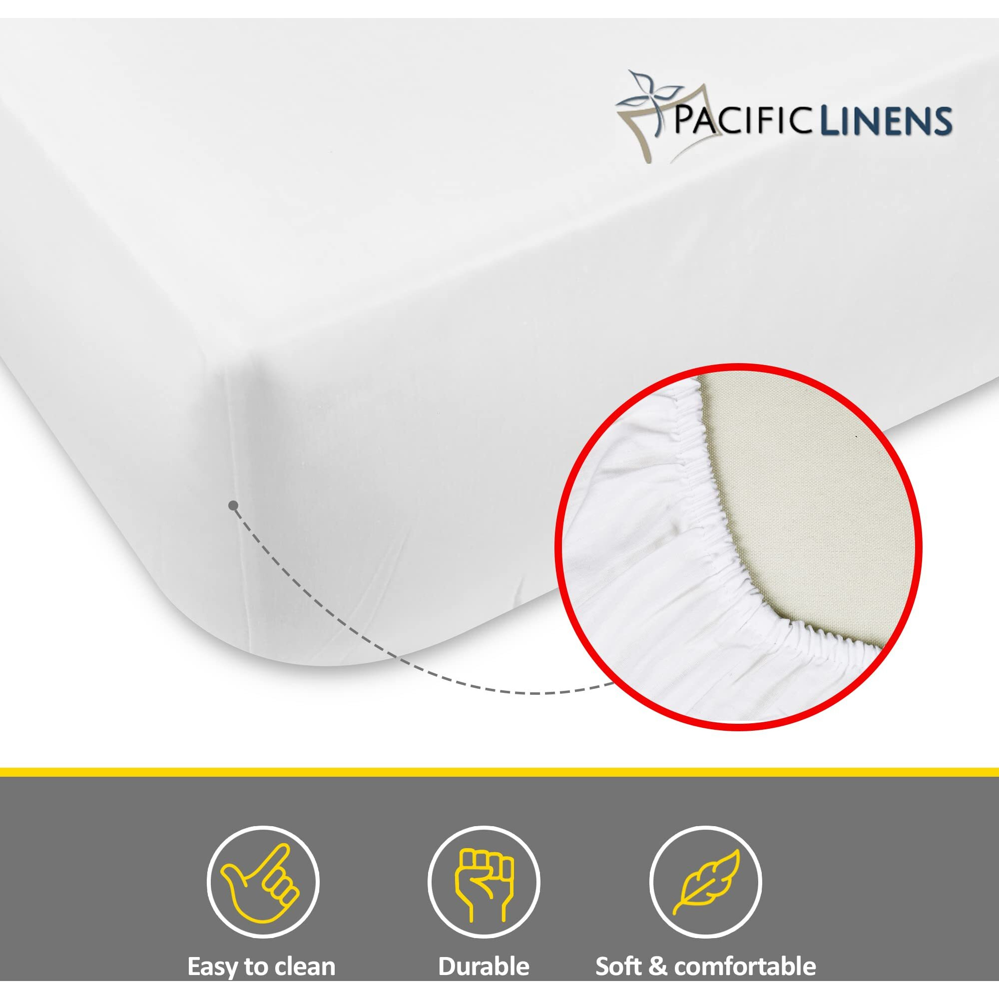 Pack Of 12 Fitted Sheets-White  200 Tc  Poly-Cotton Blend  Hotel Quality  Durable  Premium Comfort And Style - By Pacific Linens (Twin)