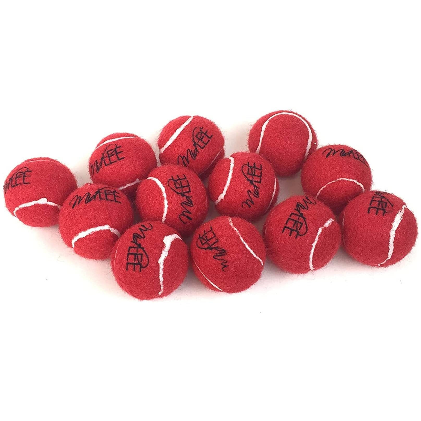 Midlee Mini Dog Tennis Balls  Red  1.5"" 12-Pack- Fetch Ball Laucher Pet Small Tennis Balls