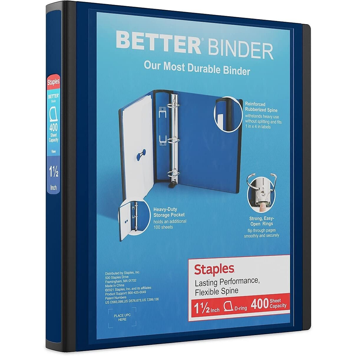 Staples Better 1.5-Inch 3-Ring View Binder  Blue (13400)