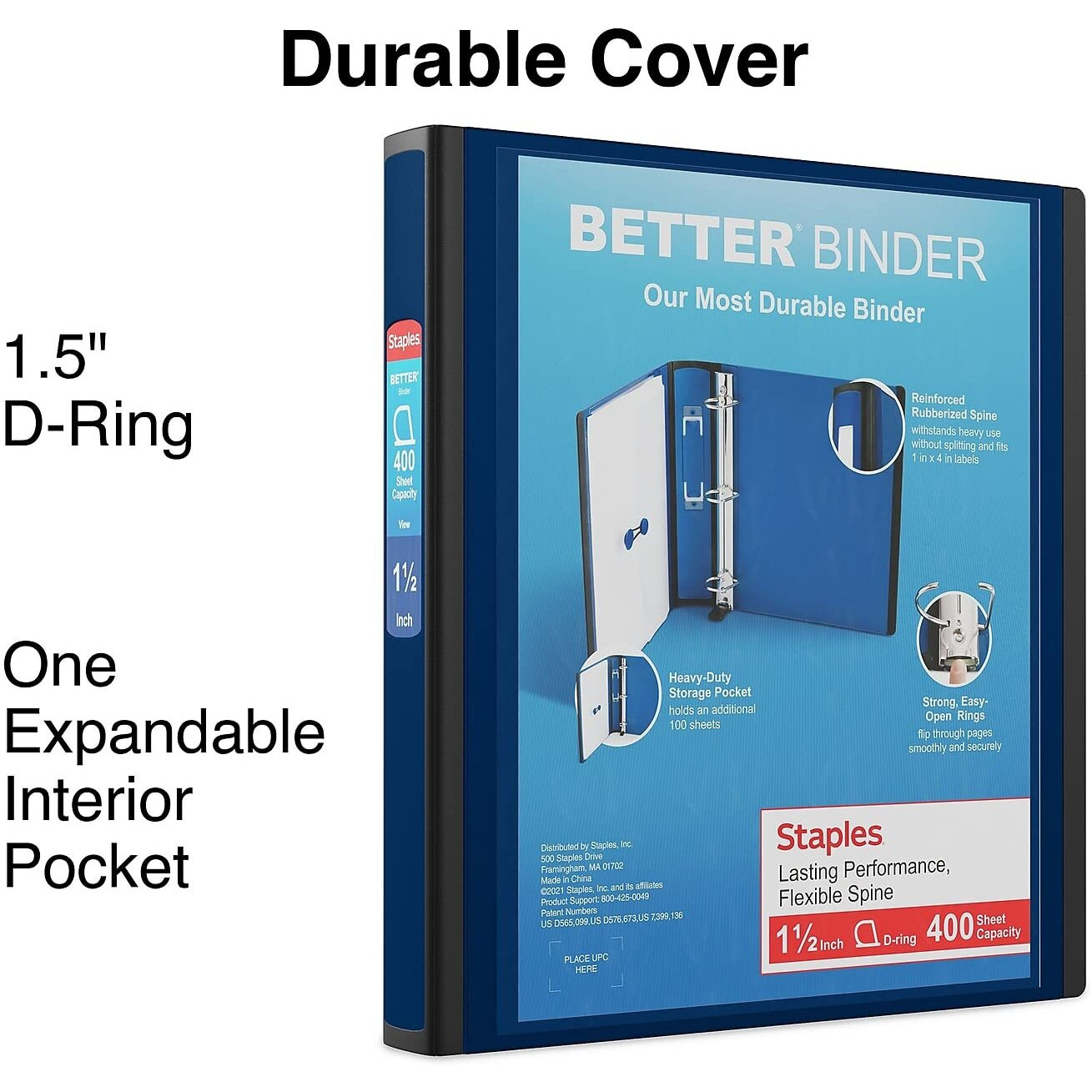 Staples Better 1.5-Inch 3-Ring View Binder  Blue (13400)