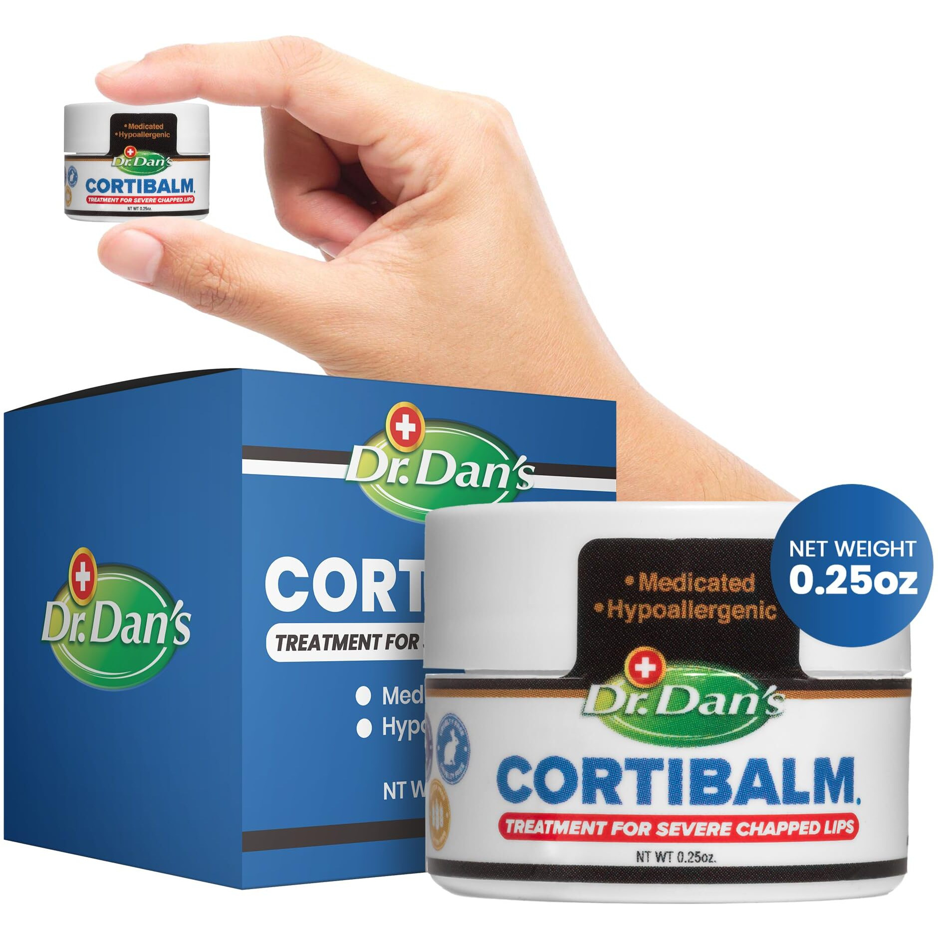 Dr. Dan's Cortibalm Jar - 1 Pack - For Dry Cracked Lips - Healing Lip Balm Jar For Severely Chapped Lips - Designed For Men  Women And Children -