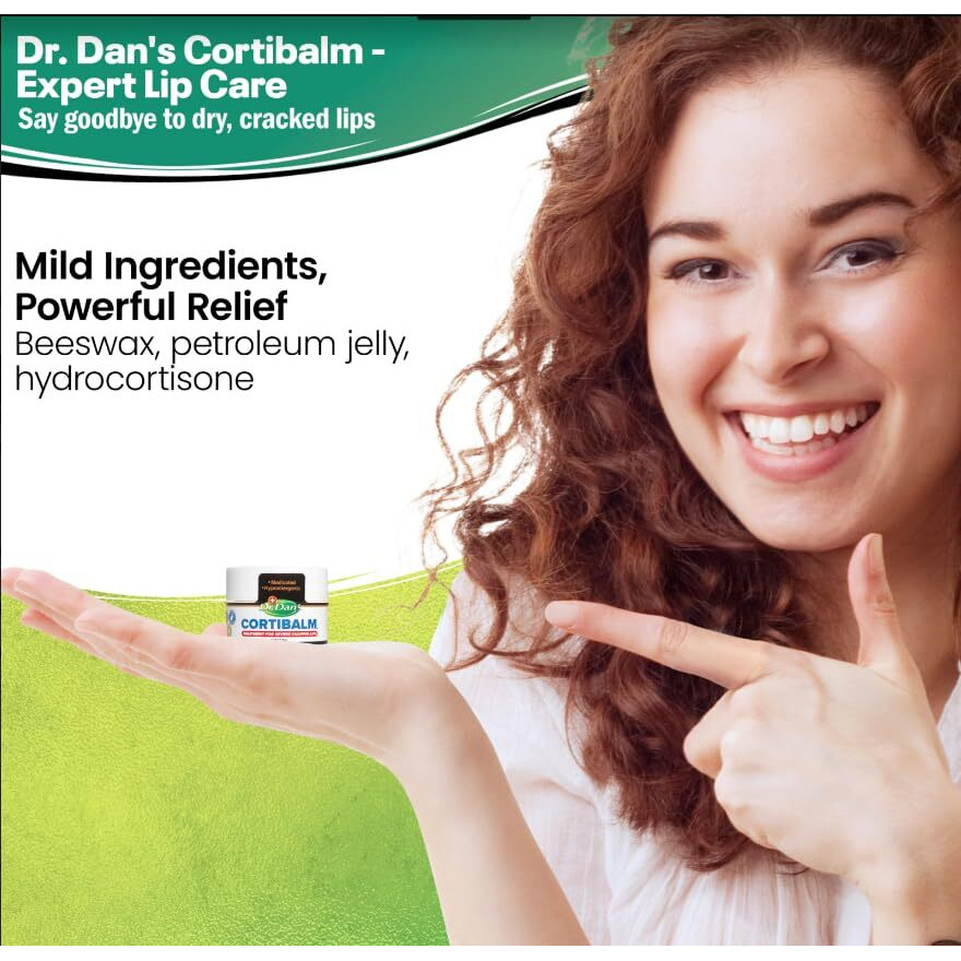 Dr. Dan's Cortibalm Jar - 1 Pack - For Dry Cracked Lips - Healing Lip Balm Jar For Severely Chapped Lips - Designed For Men  Women And Children -