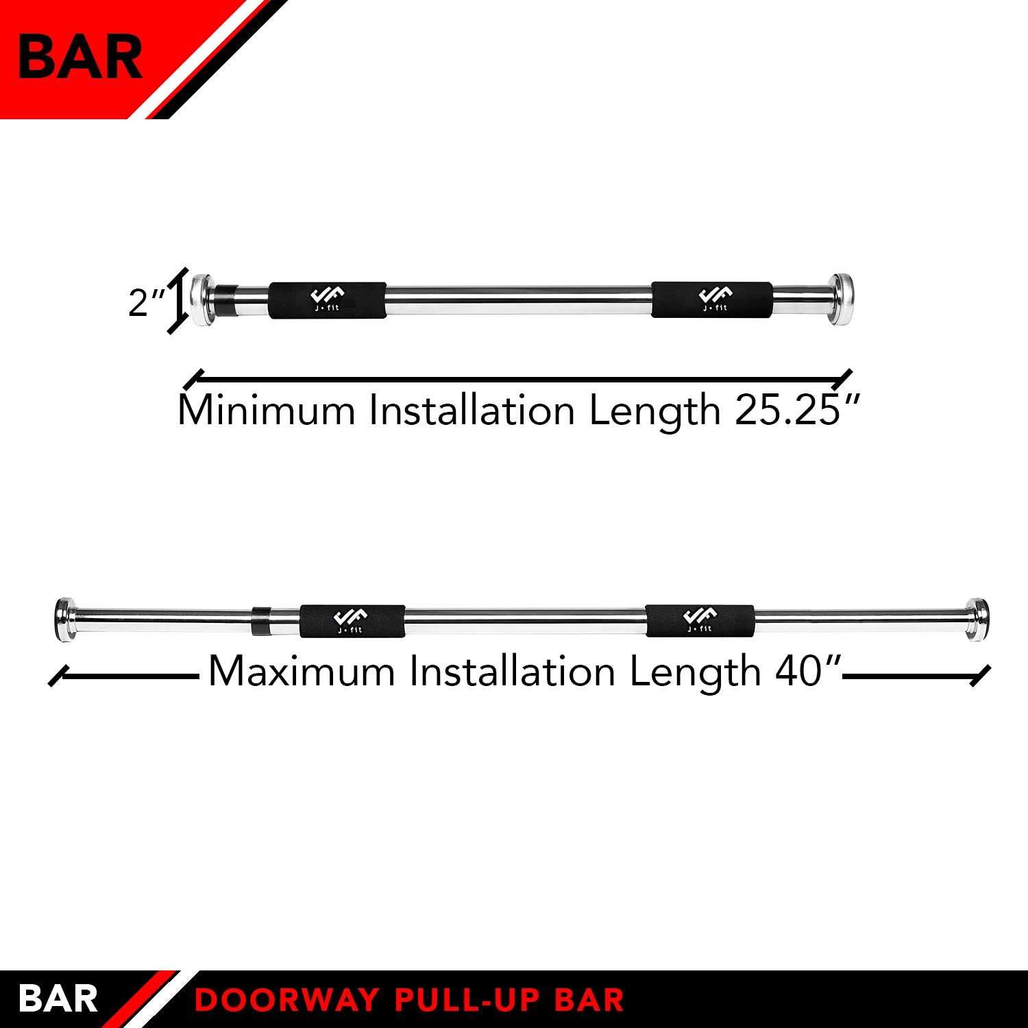 Jfit Deluxe Multi Exercise Doorway Pull-Up Bar With Comfort Grips  40-Inch
