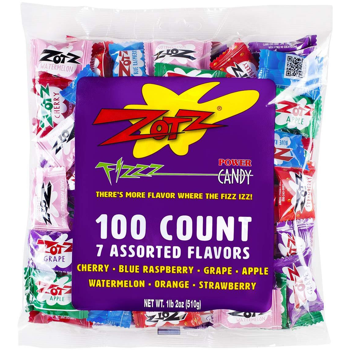 Zotz Fizzy Candy Bag  Assorted Flavors  100 Count Bag