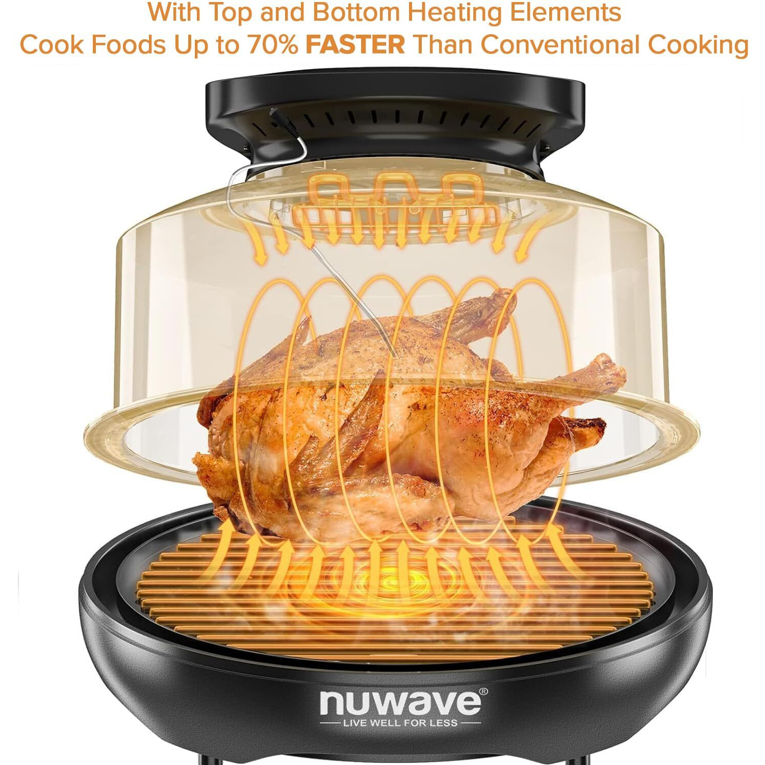Nuwave Air Fryer Infrared Convection Oven  Cook Fresh Or Frozen  No Defrosting Or Preheating  360 Surround Heat  Cooking From 50 To 400 Degrees  100 Presets  50 Memory  360 Food Easy-View  Pfas Free