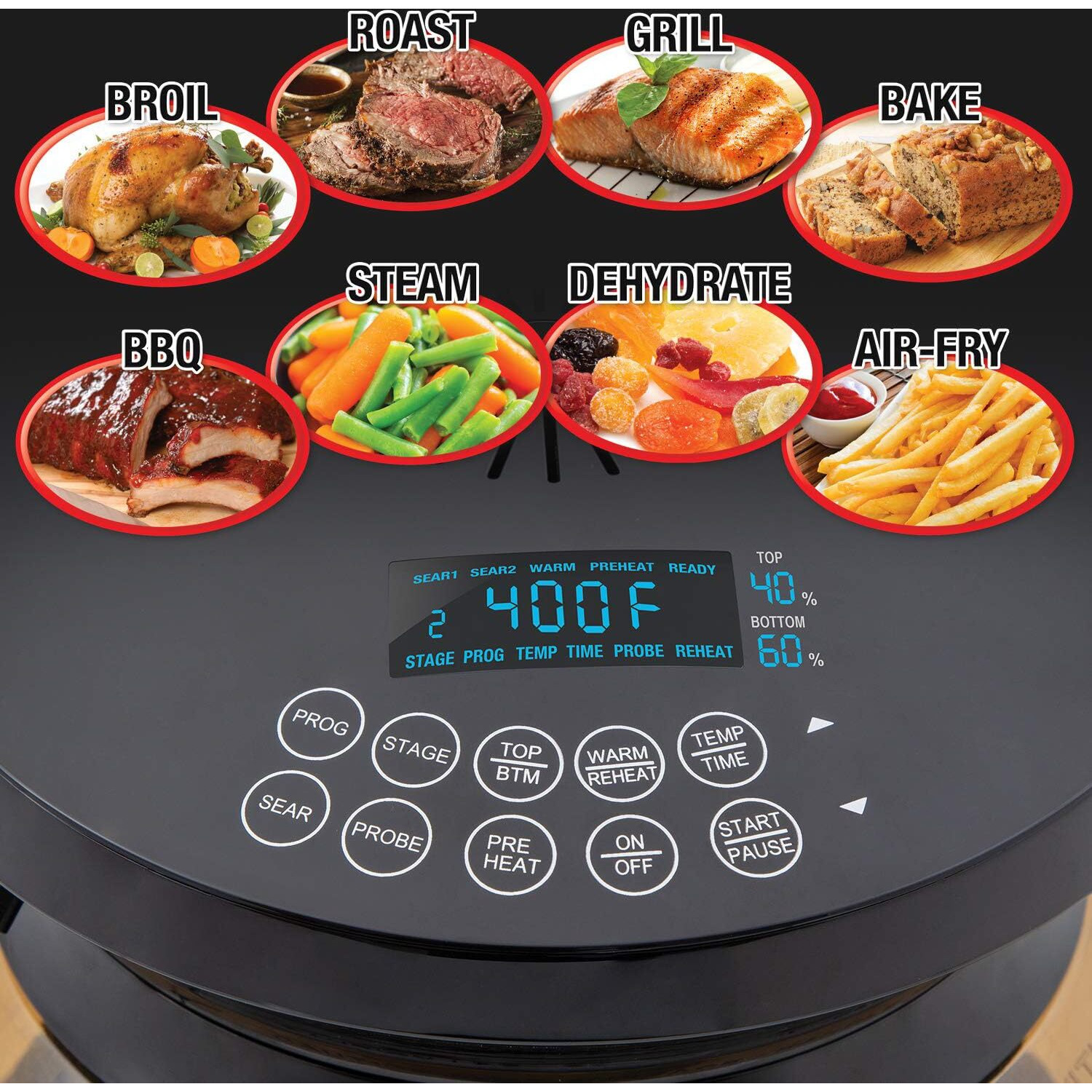 Nuwave Air Fryer Infrared Convection Oven  Cook Fresh Or Frozen  No Defrosting Or Preheating  360 Surround Heat  Cooking From 50 To 400 Degrees  100 Presets  50 Memory  360 Food Easy-View  Pfas Free