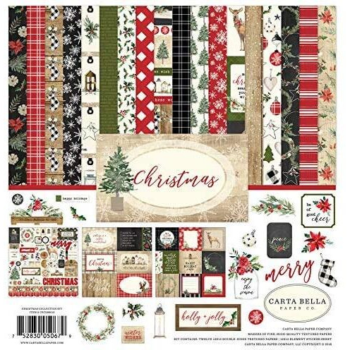 Carta Bella Paper Company Christmas Collection Kit Paper  Red/Green/Black/Tan  12-X-12-Inch