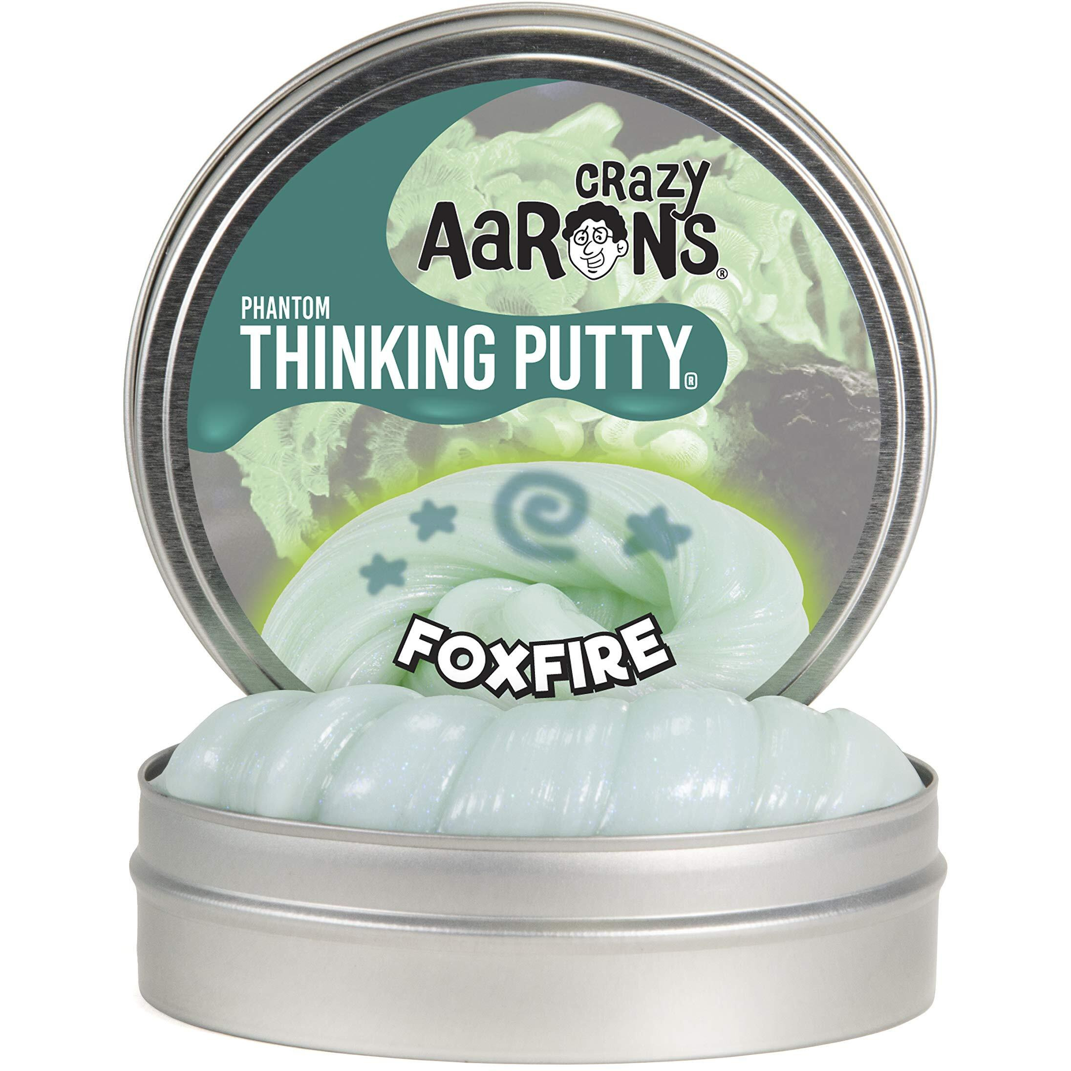 Crazy Aaron's Thinking Putty 4"" Tin - Phantoms Foxfire - Glowing Sparkle Glow Putty  Soft Texture - Never Dries Out
