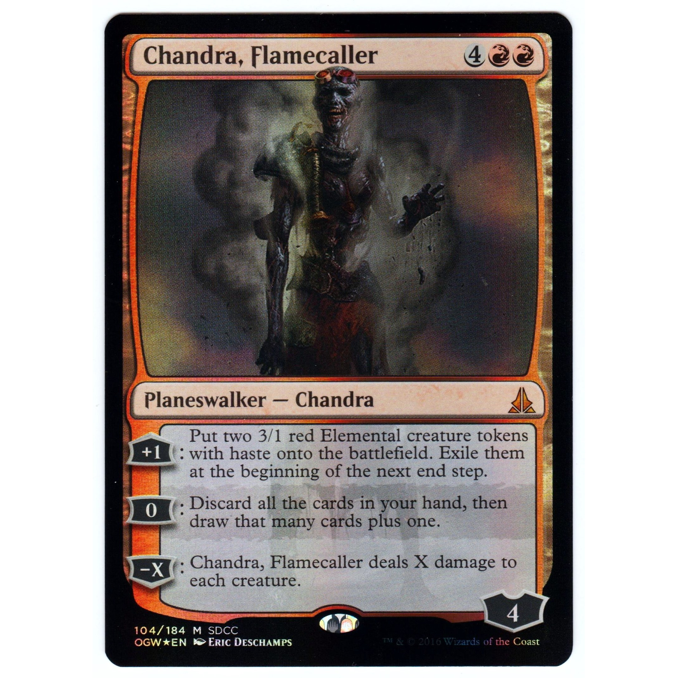 Magic Sdcc 2016 The Gathering Exclusive Planeswalker Zombie Chandra  Flamecaller Foil Card