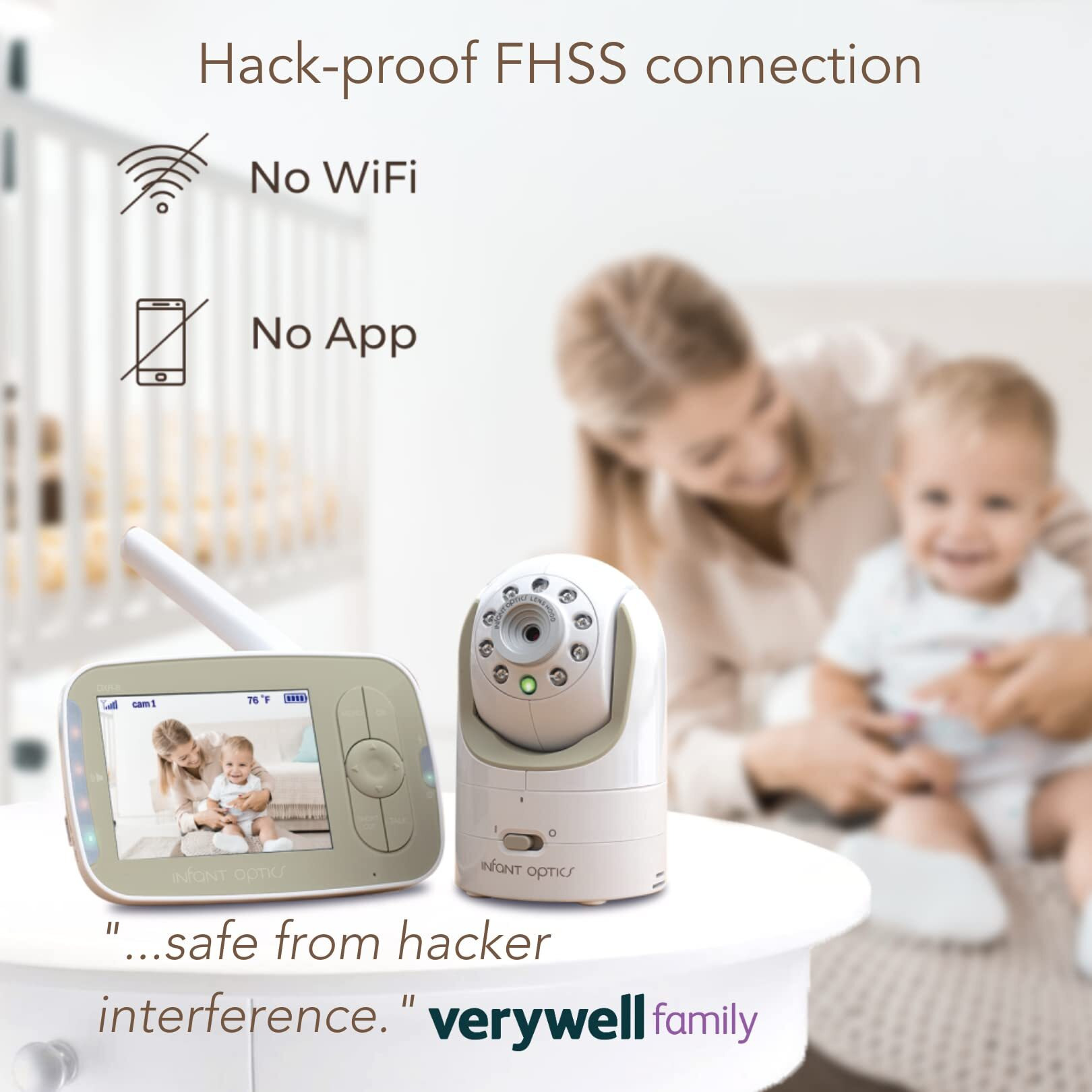 Infant Optics Dxr-8 480P Video Baby Monitor  Non-Wifi Hack-Proof Fhss Connection  Interchangeable Lenses  Pan Tilt Zoom  Led Sound Bar  Night Vision  And Two-Way Talk  Low Battery