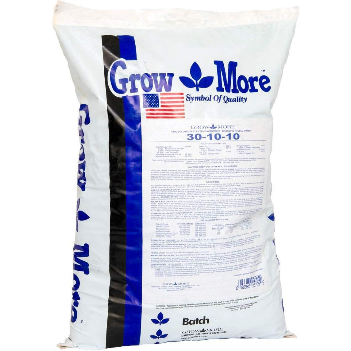 Grow More 5705 Water Soluble Fertilizer 30-10-10  25-Pound