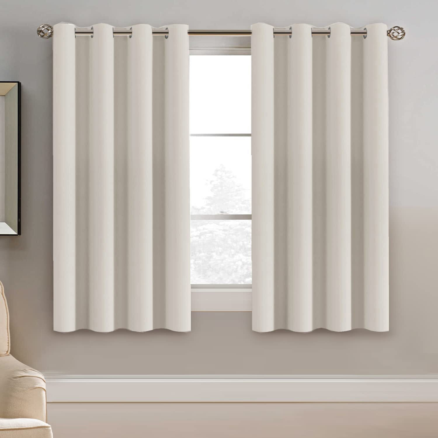 H.Versailtex Light Blocking Curtain For Living Room Thermal Insulated Window Treatment Panel/Drape For Dining Room  Elegant Soft Curtain For Bedroom Grommet Top One Panel (Ivory - 52X54 Inches)