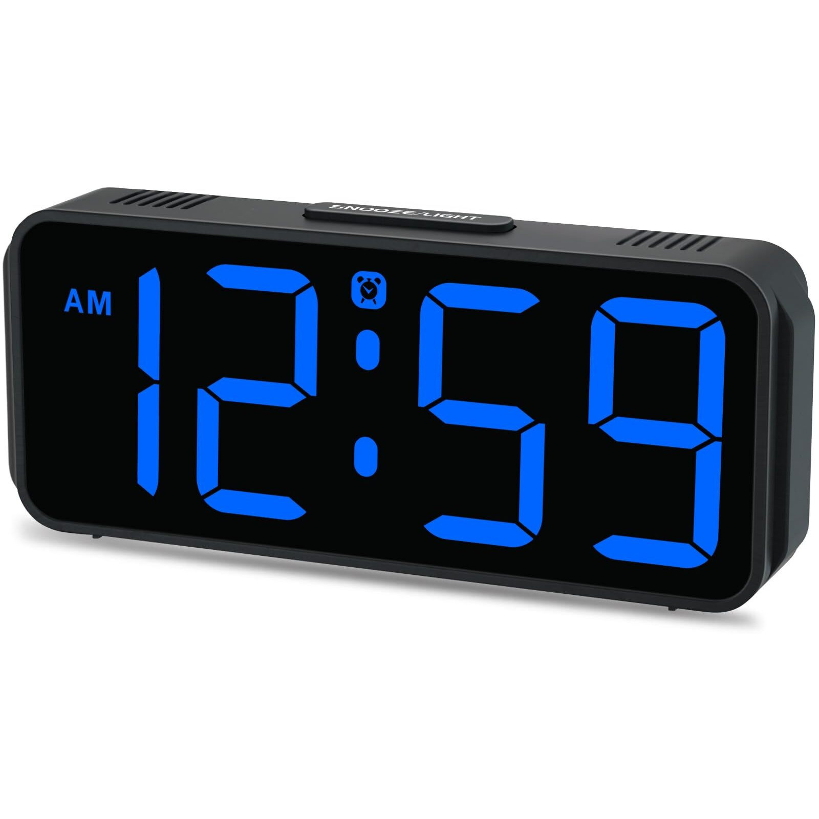 Peakeep Small Digital Alarm Clock Plug In For Bedrooms Bedside  Tiny Electric Clock Large Big Numbers Display With Battery Backup For Desk Table  6 Dimmers  5 Adjustable Alarm Volumes (Blue)