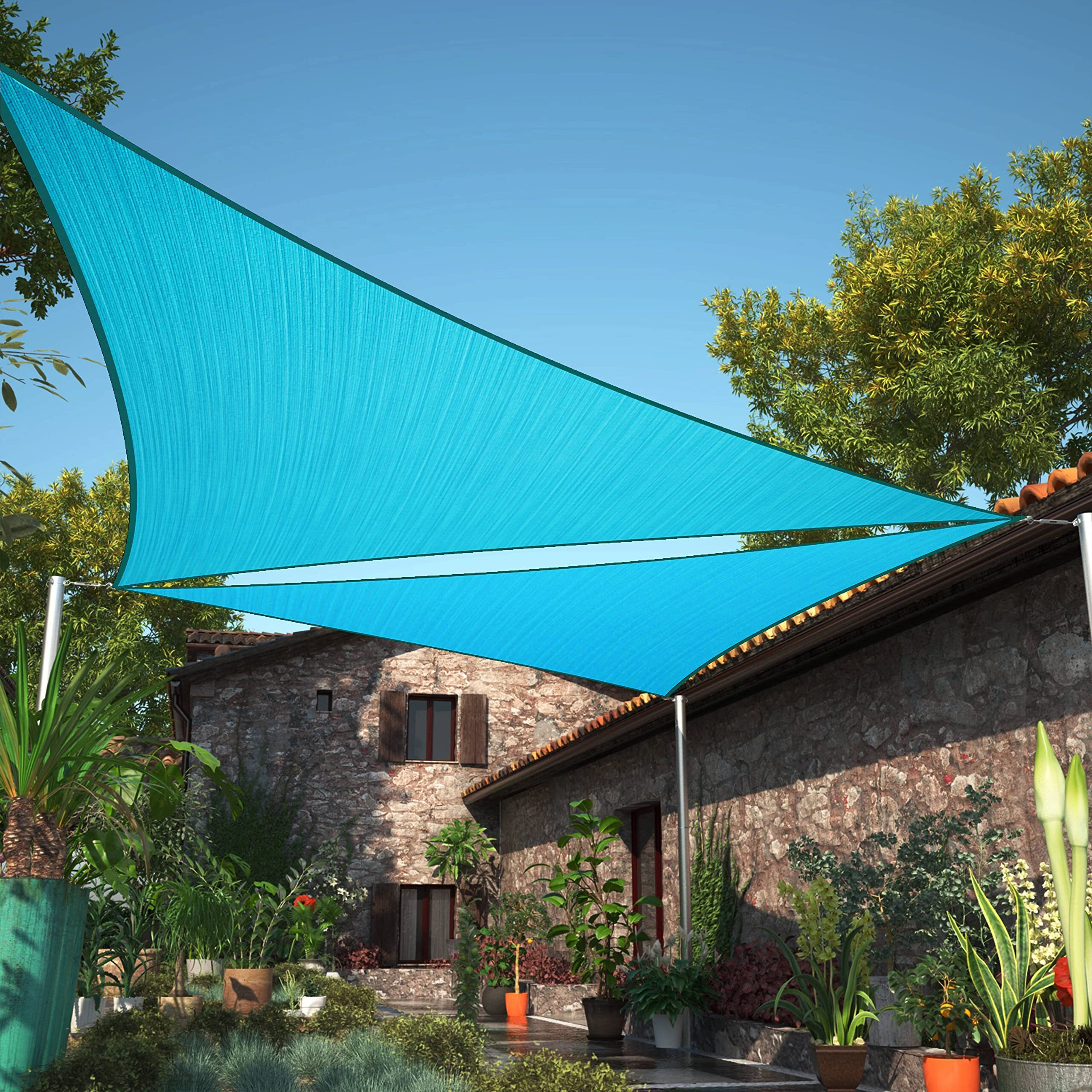 Shademart 32' X 32' X 32' Turquoise Triangle Sun Shade Sail Upf50 Smtaprt10 Canopy Fabric Cloth Screen  Water Air Permeable & Uv Resistant  Heavy Duty  Carport Patio Outdoor - (We Customize Size)