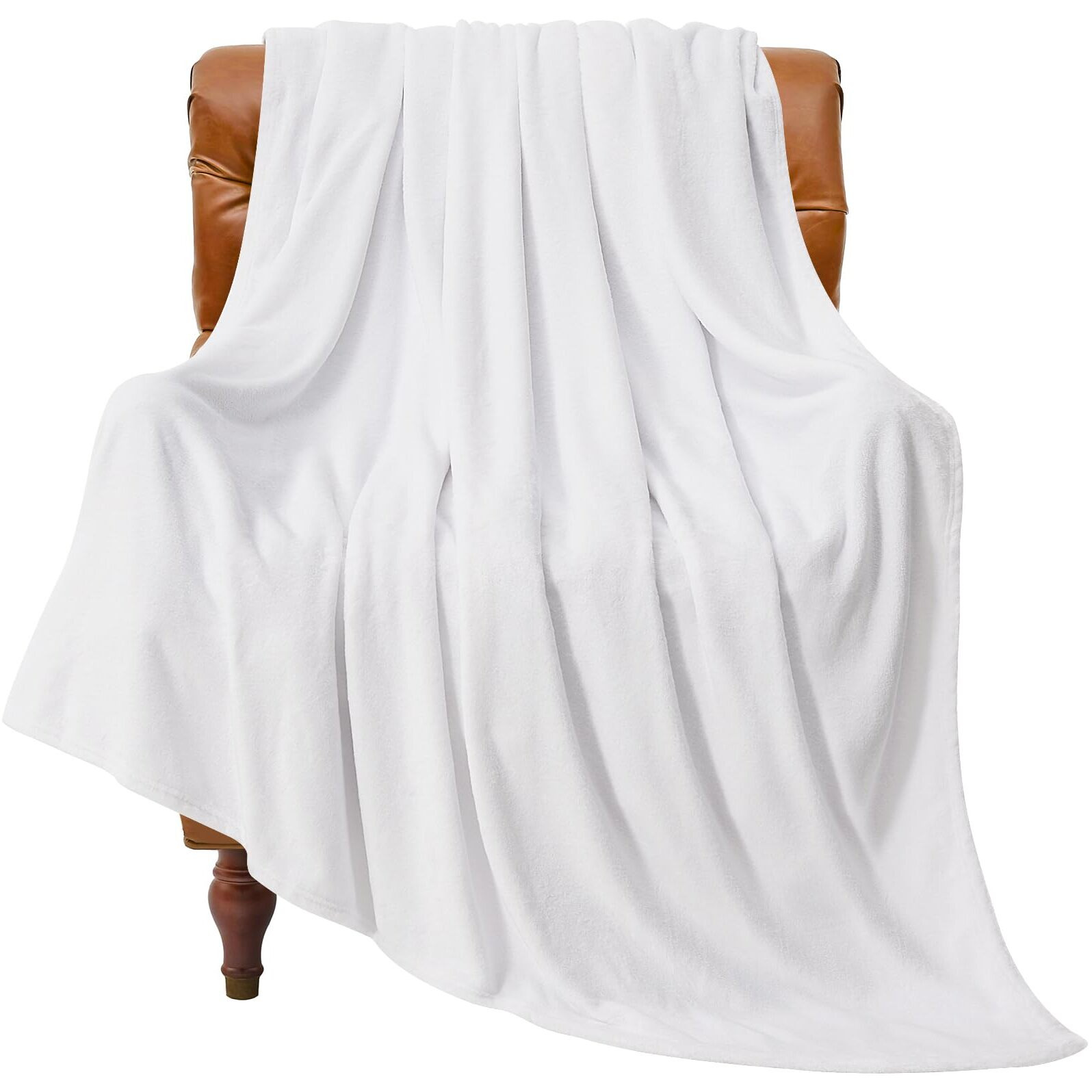 Bedelite Fleece Blanket White Throw Blanket For Couch & Bed  Luxury Plush Cozy Fuzzy Blanket 50"" X 70""  Super Soft Warm Lightweight Fall Throw Blanket For Travel Camping