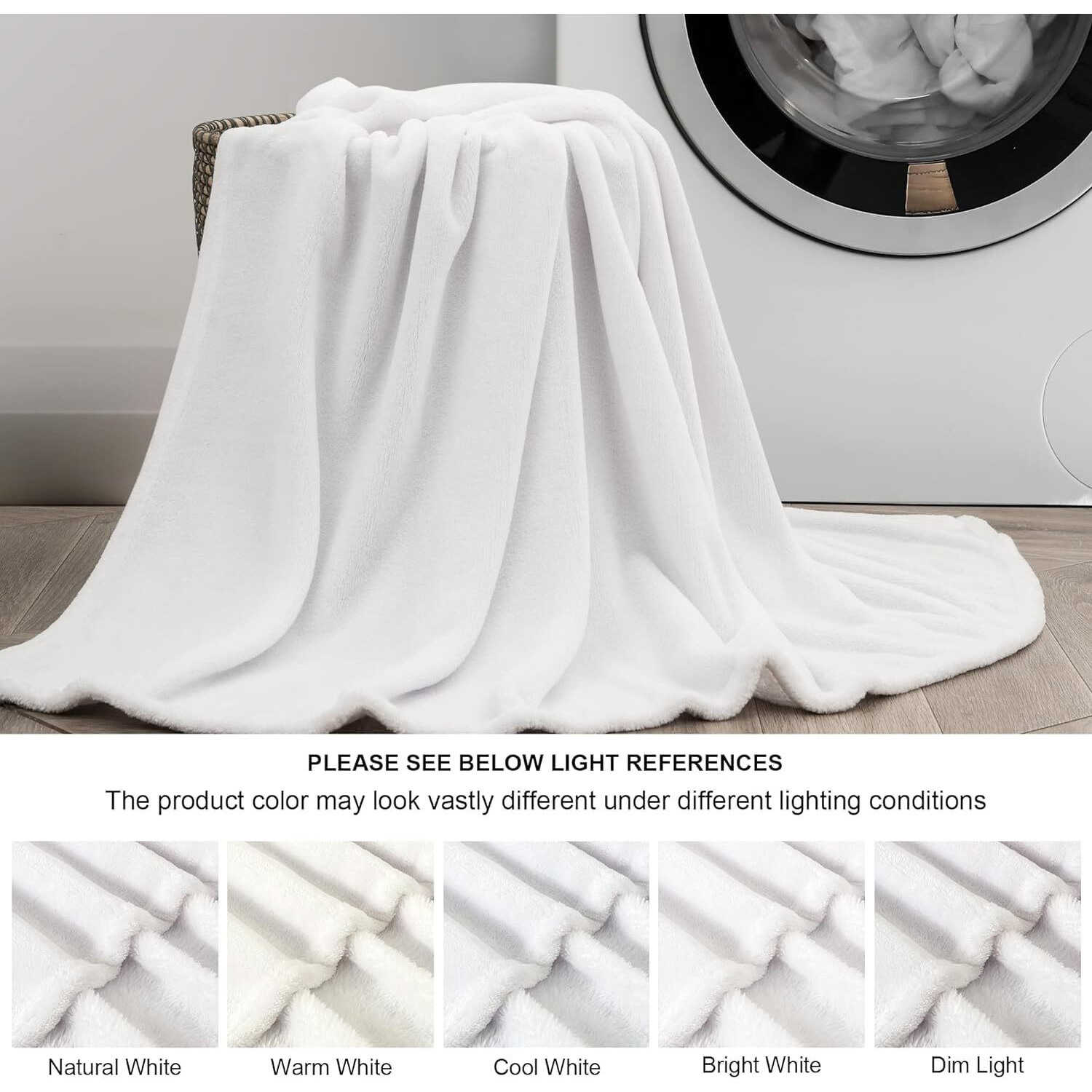 Bedelite Fleece Blanket White Throw Blanket For Couch & Bed  Luxury Plush Cozy Fuzzy Blanket 50"" X 70""  Super Soft Warm Lightweight Fall Throw Blanket For Travel Camping