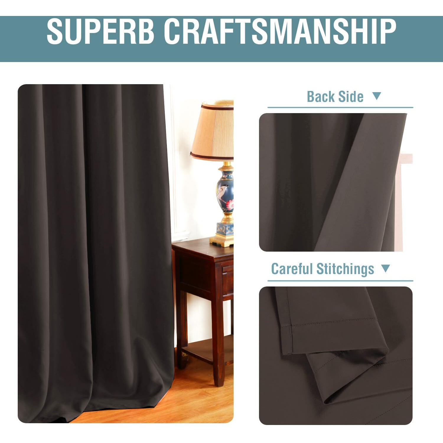H.Versailtex Blackout Curtain For Living Room Small Window Kitchen Blackout Curtains 45 Inch Length Energy Saving Solid Grommet Blackout Drape  One Panel  Chocolate Brown  52"" W X 45"" L