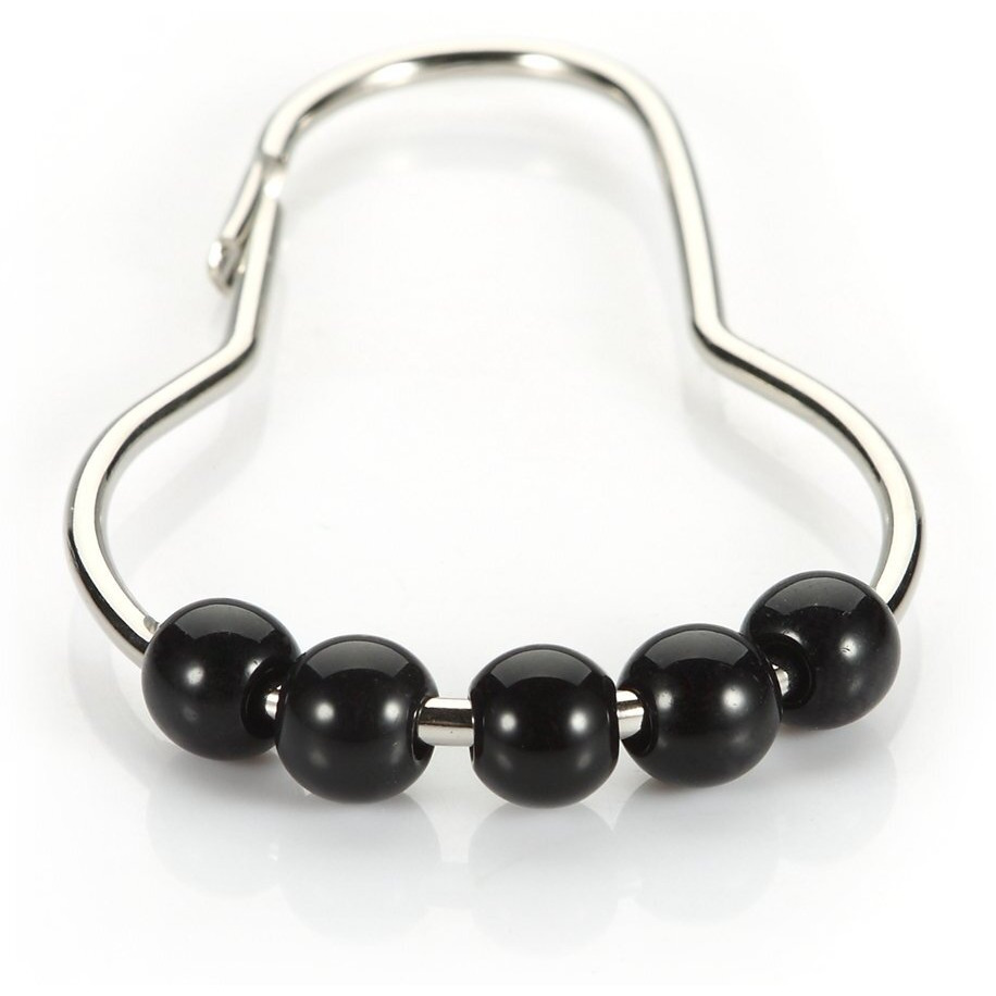 Amazer Black Shower Curtain Hooks  Decorative Rust Proof Acrylic Balls Shower Curtain Hooks  Stainless Steel Shower Hooks For Shower Curtain Bathroom Shower Hooks-Set Of 12