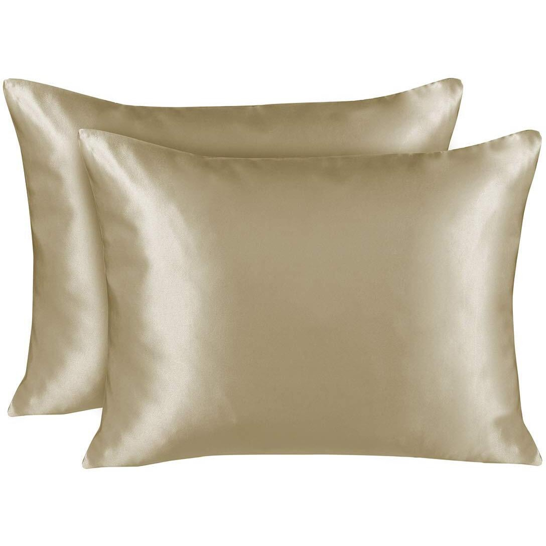 Shopbedding Luxury Satin Pillowcase For Hair - King Satin Pillowcase With Zipper  Champagne (Pillowcase Set Of 2) - Blissford
