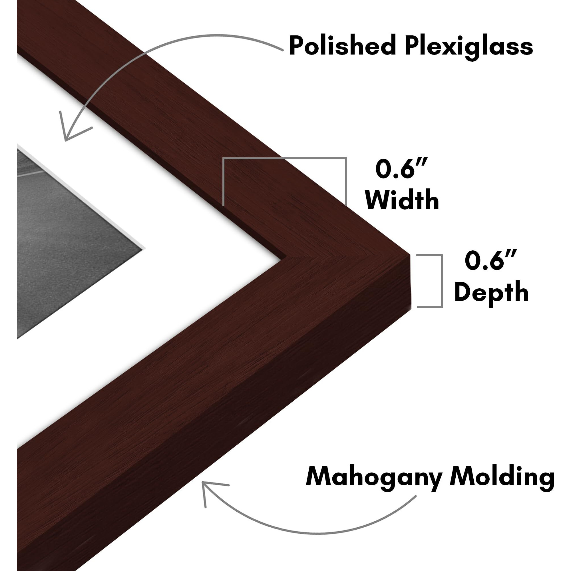 Americanflat 13X19 Picture Frame With Polished Plexiglass - Set Of 2 - Use As 11X17 Frame With Mat Or 13X19 Frame Without Mat - Galleria Collection - Gallery Wall Frame Set For Wall Display - Mahogany