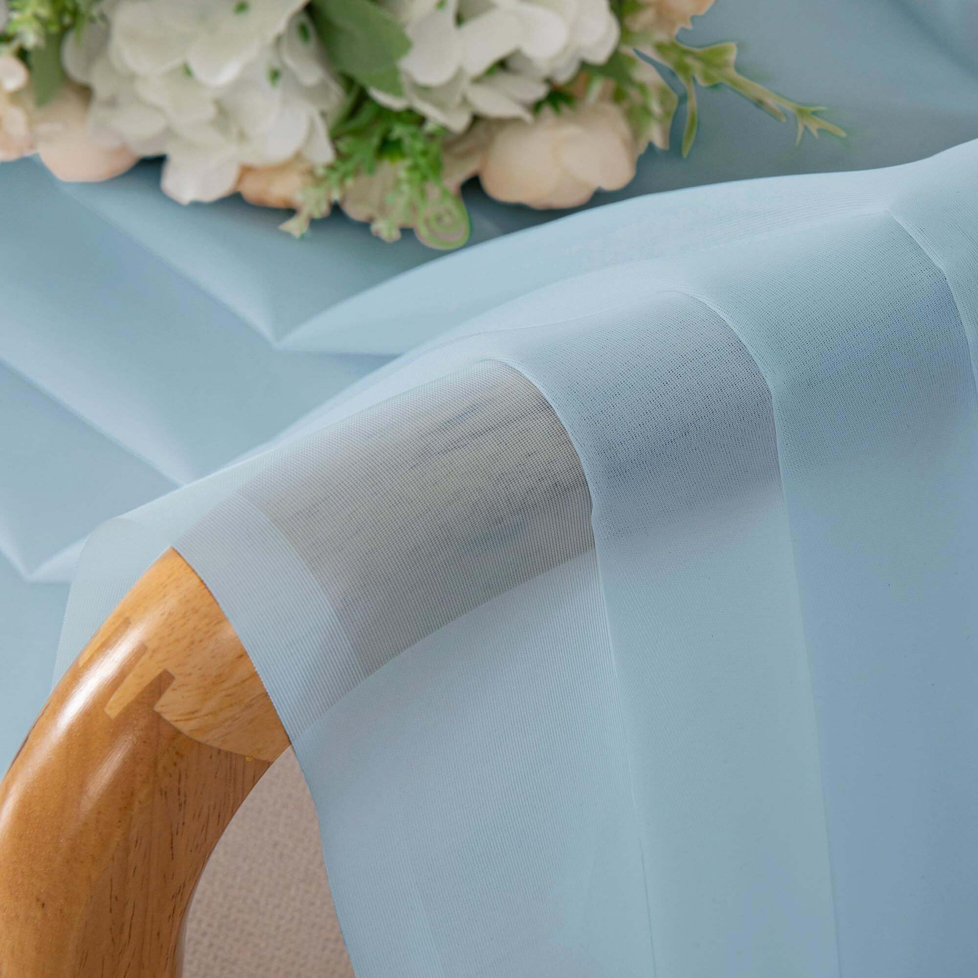 Chyhomenyc Sky Blue Sheer Curtains 45 Inch Long 2 Panels  Light Filtering Rod Pocket Voile Short Curtains Drapes For Living Room Bedroom Small Windows  42Wx45L Inches