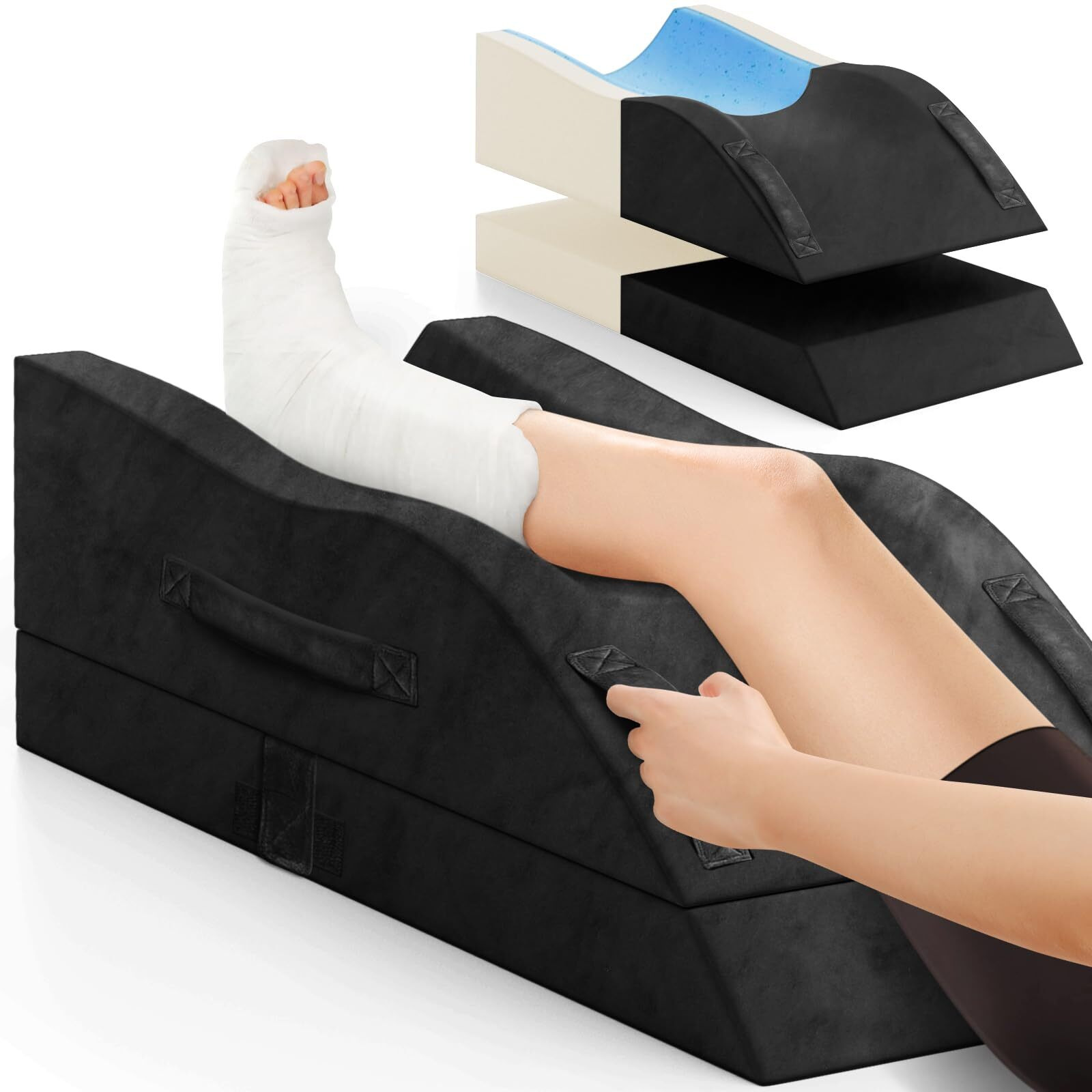Tranquilrelax Leg Elevation Pillows  Wedge Pillow For After Surgery Or Rest  Memory Foam Leg Support Adjustable  Back Knee Hip Ankles Pain Relief  Knee Pillow For Sleeping Blood Circulation Black