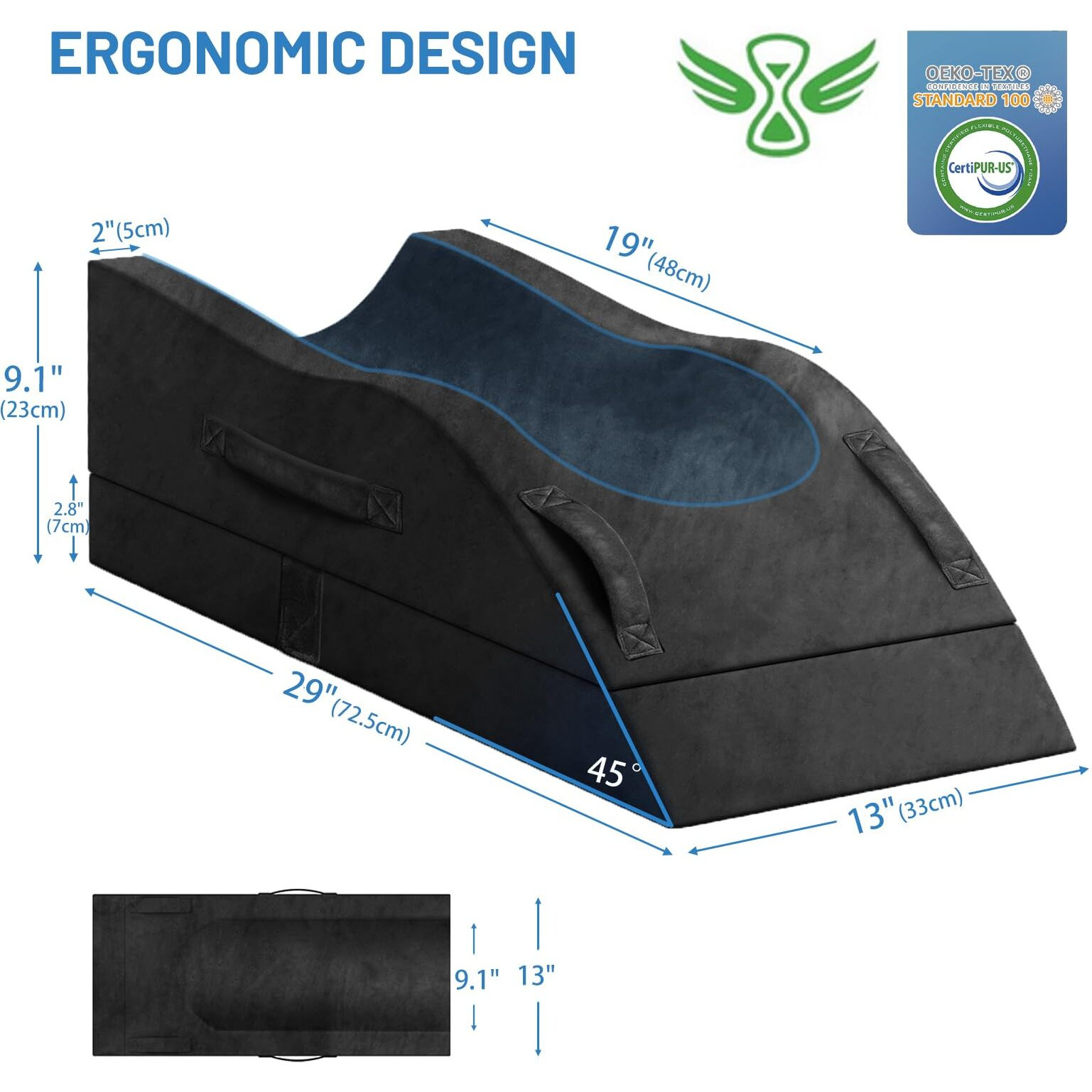 Tranquilrelax Leg Elevation Pillows  Wedge Pillow For After Surgery Or Rest  Memory Foam Leg Support Adjustable  Back Knee Hip Ankles Pain Relief  Knee Pillow For Sleeping Blood Circulation Black