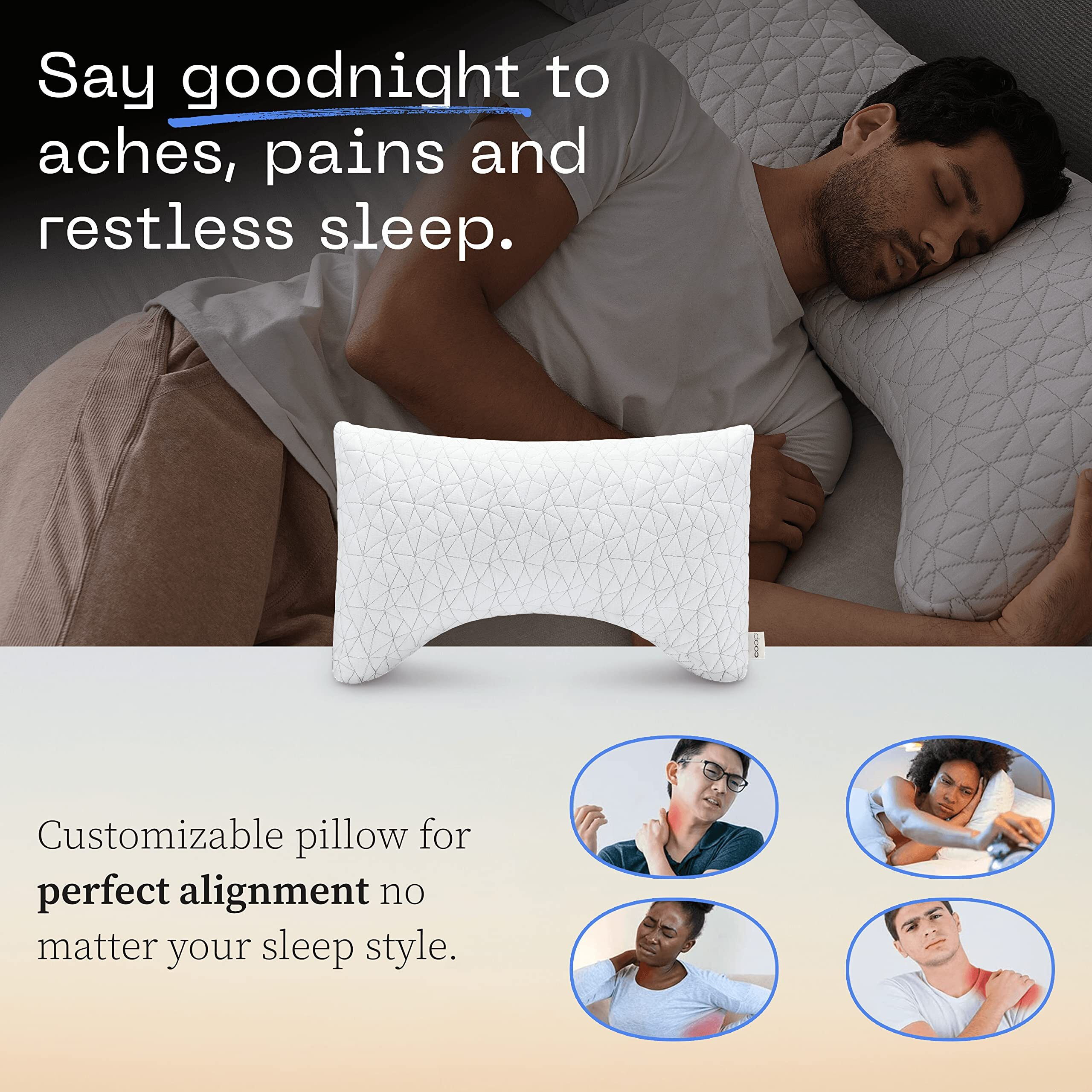 Coop Home Goods Original Crescent Adjustable Pillow  Queen Bed Pillows For Shoulder  Neck & Head Support  Crescent Foam Pillows - Medium Firm For Back & Side Sleeper  Certipur-Us/Greenguard Gold