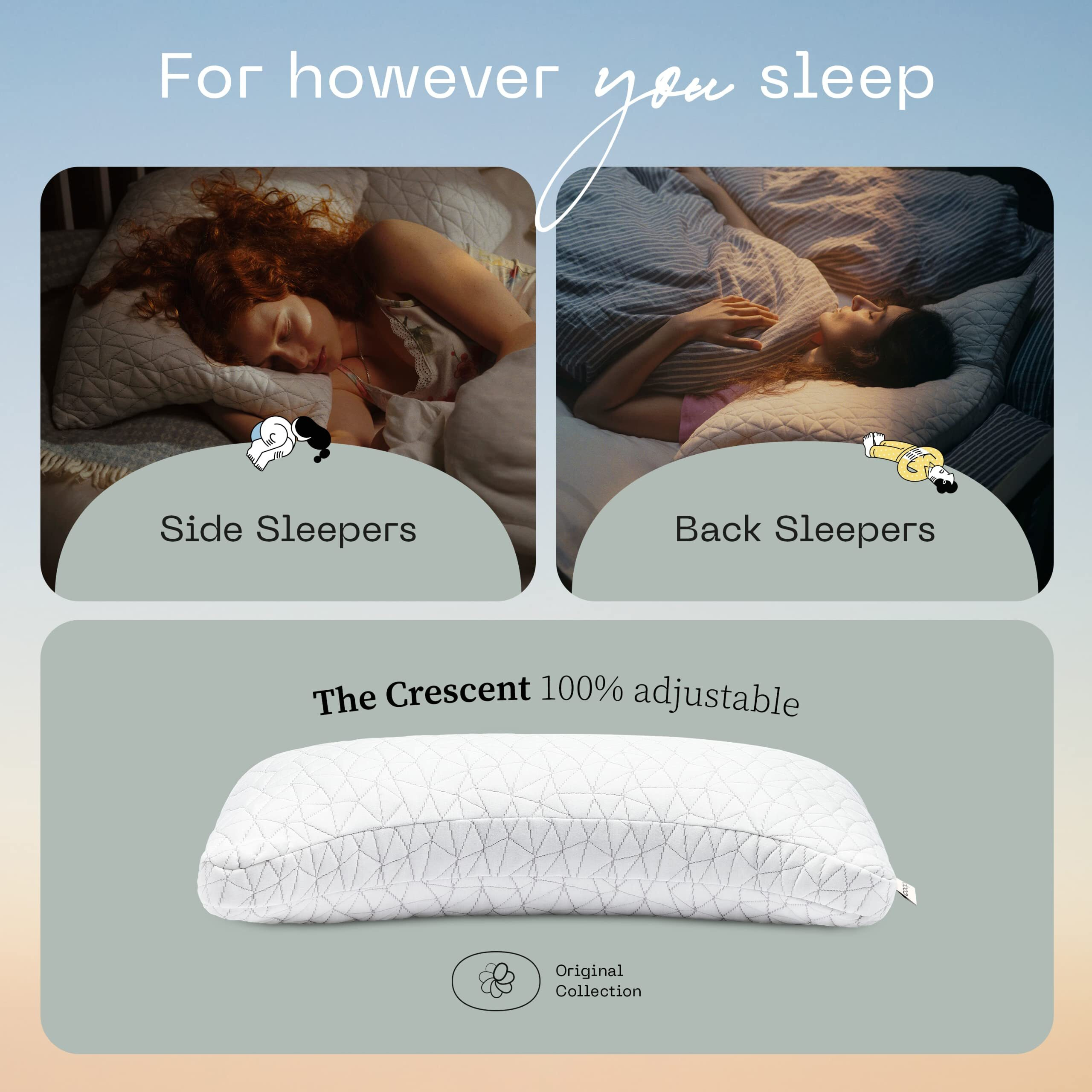 Coop Home Goods Original Crescent Adjustable Pillow  Queen Bed Pillows For Shoulder  Neck & Head Support  Crescent Foam Pillows - Medium Firm For Back & Side Sleeper  Certipur-Us/Greenguard Gold