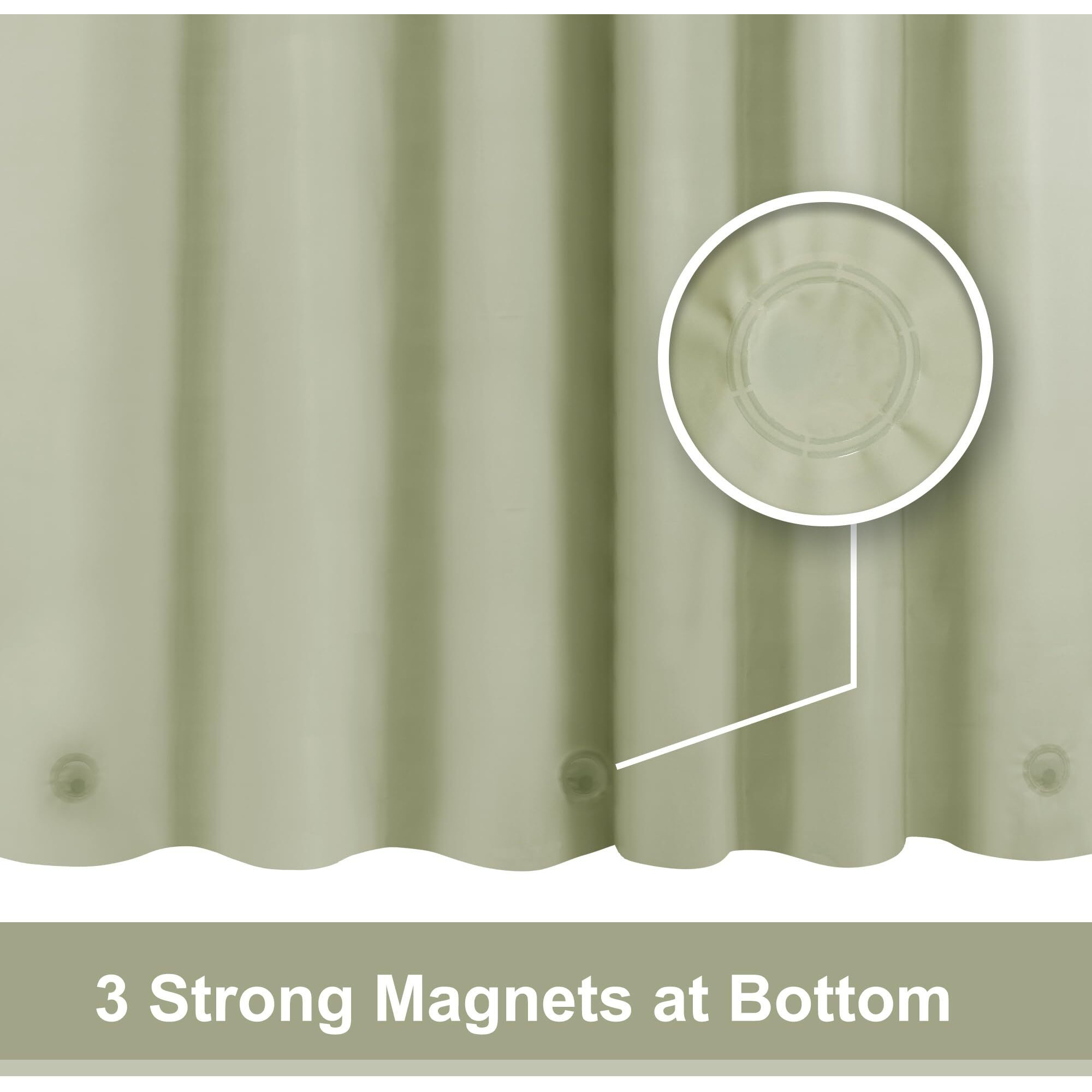 Sage Green Plastic Shower Curtain Liner - Premium Peva Shower Liner Bpa & Pvc Free  No Chemical Smell  Lightweight Green Shower Curtain With 3 Magnets For Bathroom  12 Metal Grommets - Sage