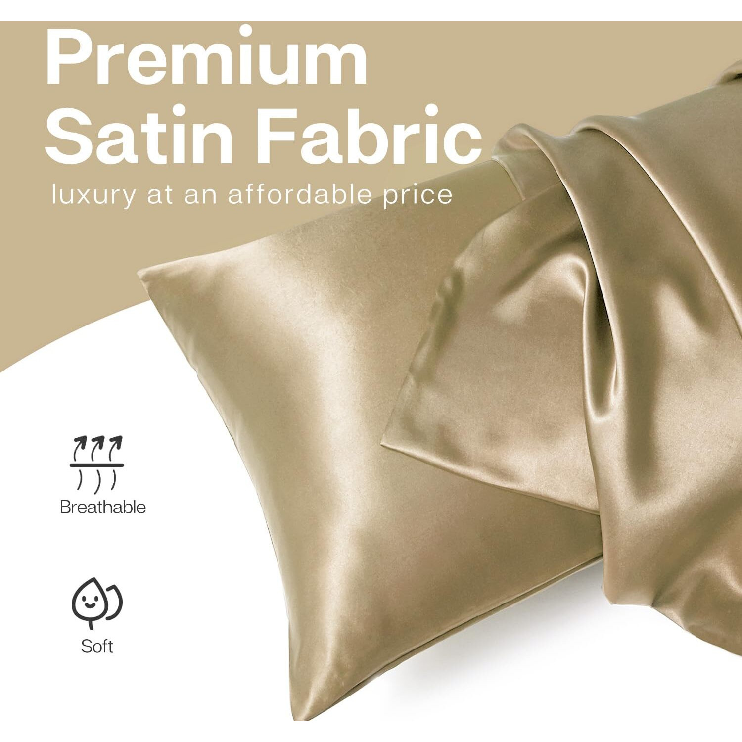 Mr&Hm Satin Pillowcase For Hair And Skin  Silk Satin Pillowcase 2 Pack  Standard Size Pillow Cases Set Of 2  Silky Pillow Cover With Envelope Closure (20X26  Taupe)