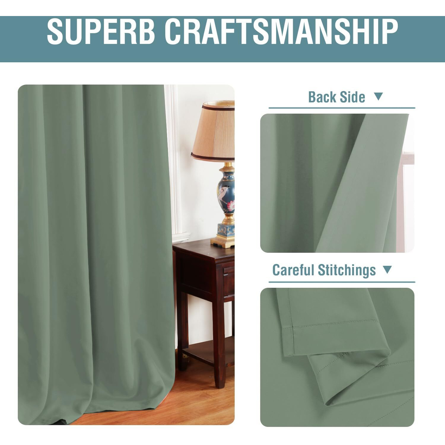 H.Versailtex Blackout Curtain For Bedroom Thermal Insulated Window Treatment Curtain Extra Long 63 Inch Length Energy Saving Solid Grommet Top Blackout Drape  One Panel  Green Bay  52"" W X 63"" L
