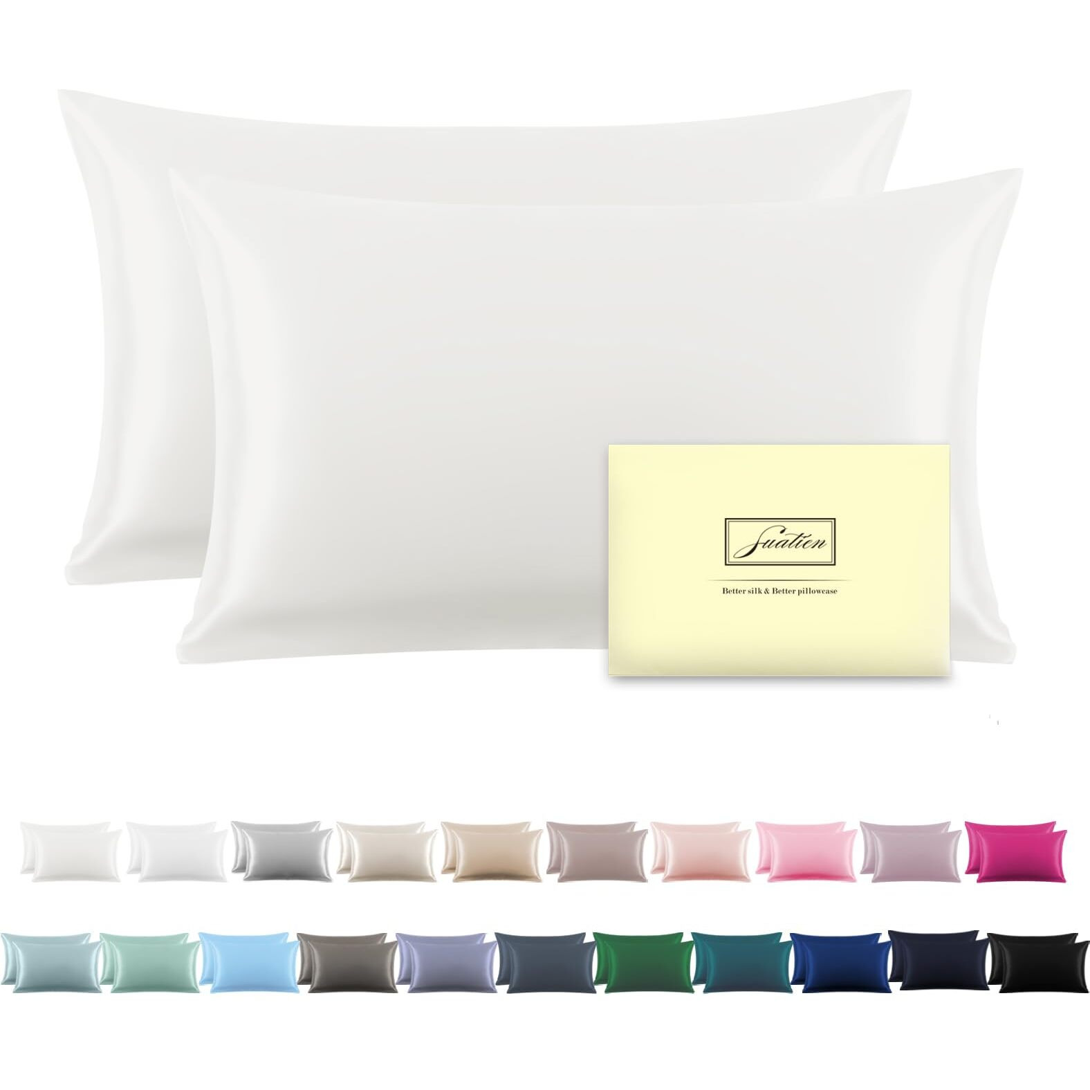 Silk Pillow Cases 2 Pack Soft Breathable And Sliky Standard Size Pillow Cases Set Of 2 Natural Mulberry Satin Silk Pillowcase With Hidden Zipper For Hair And Skin (Ivory 20"&quotX 26"" 2Pcs)