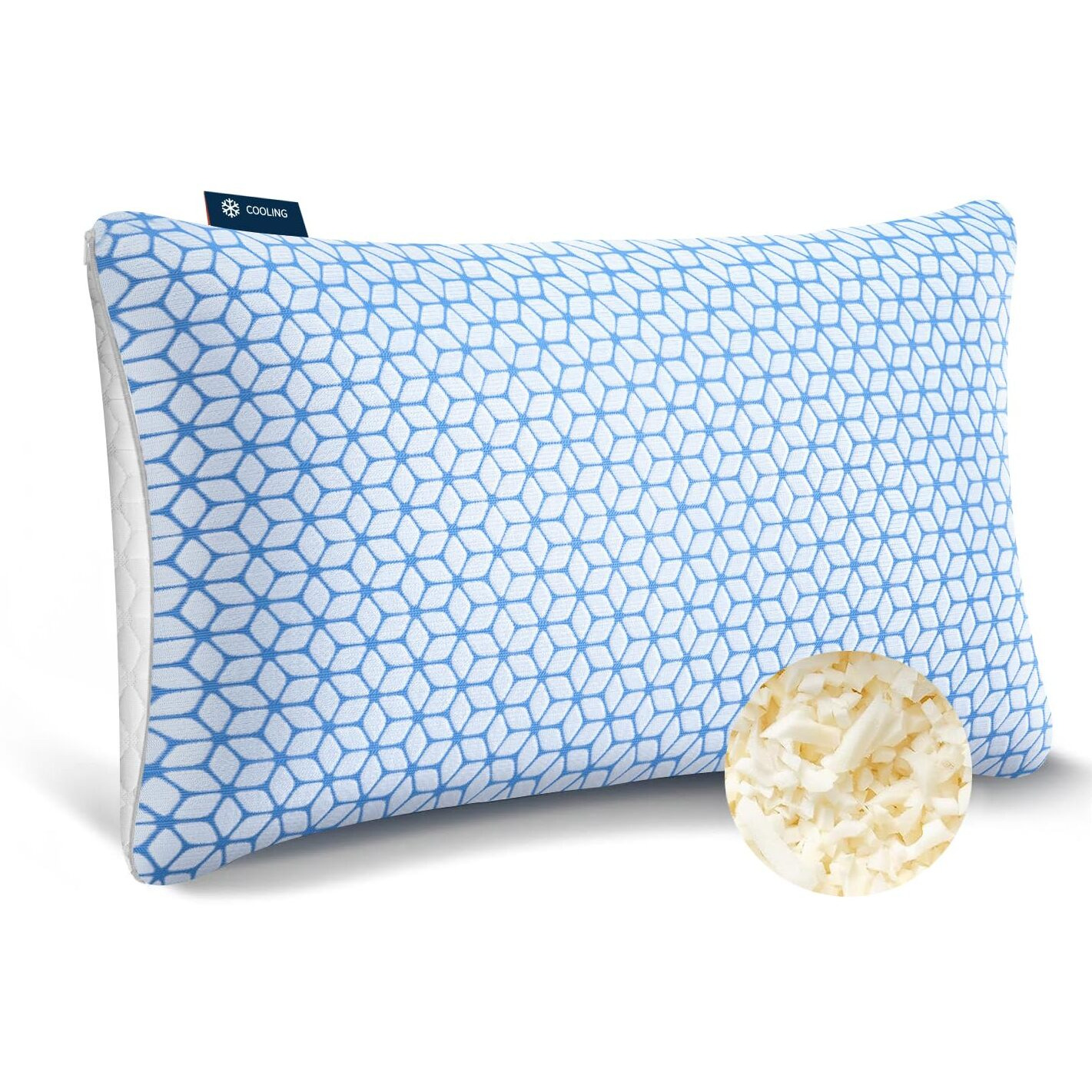 Love Attitude Bed Pillow Queen Size 1 Pack  Shredded Memory Foam Pillow Adjustable Cooling Pillow Soft And Supportive For Side Back Stomach Sleepers