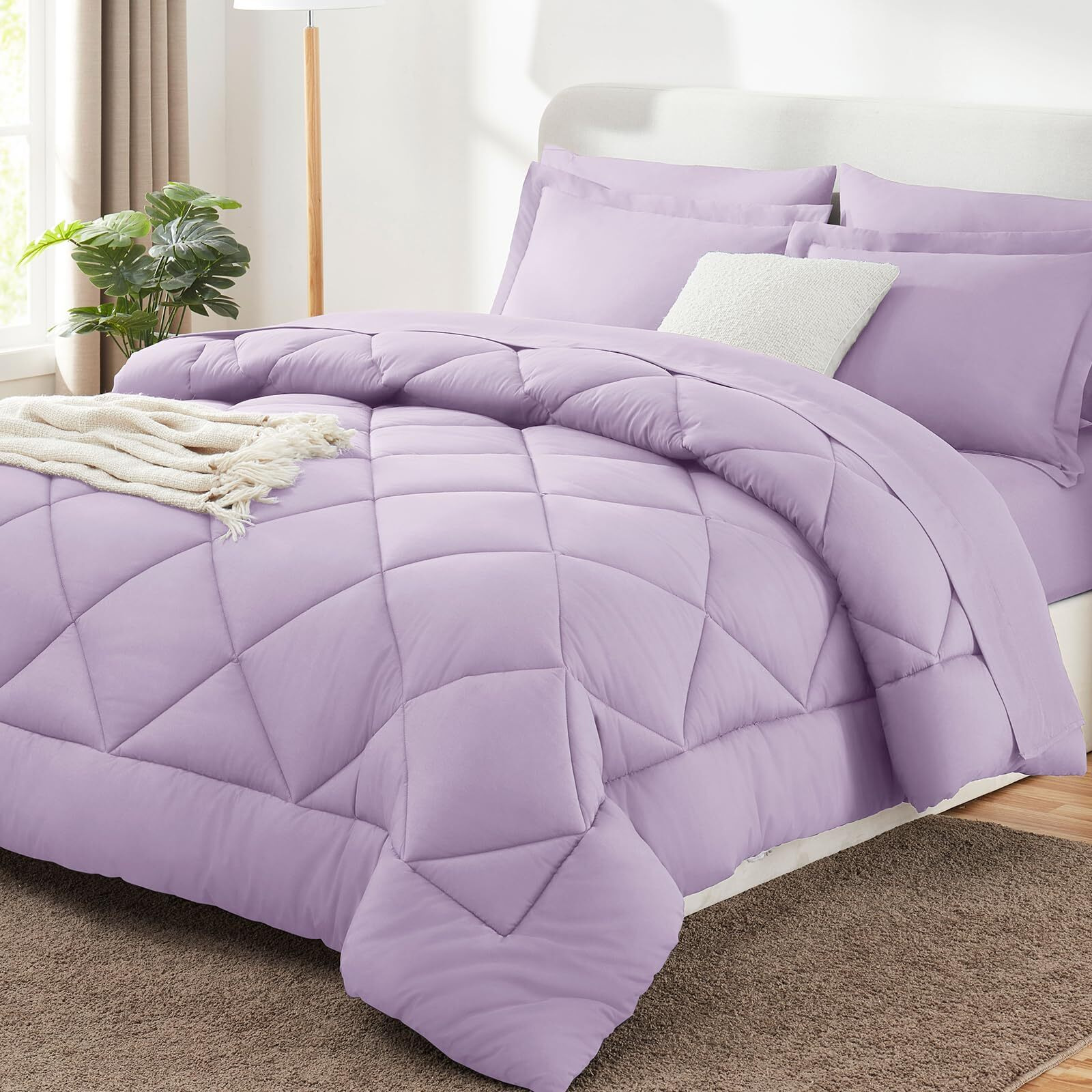 Cozylux Full Comforter Set With Sheets 7 Pieces Bed In A Bag Light Purple All Season Lavender Bedding Sets With Comforter  Pillow Shams  Flat Sheet  Fitted Sheet And Pillowcases