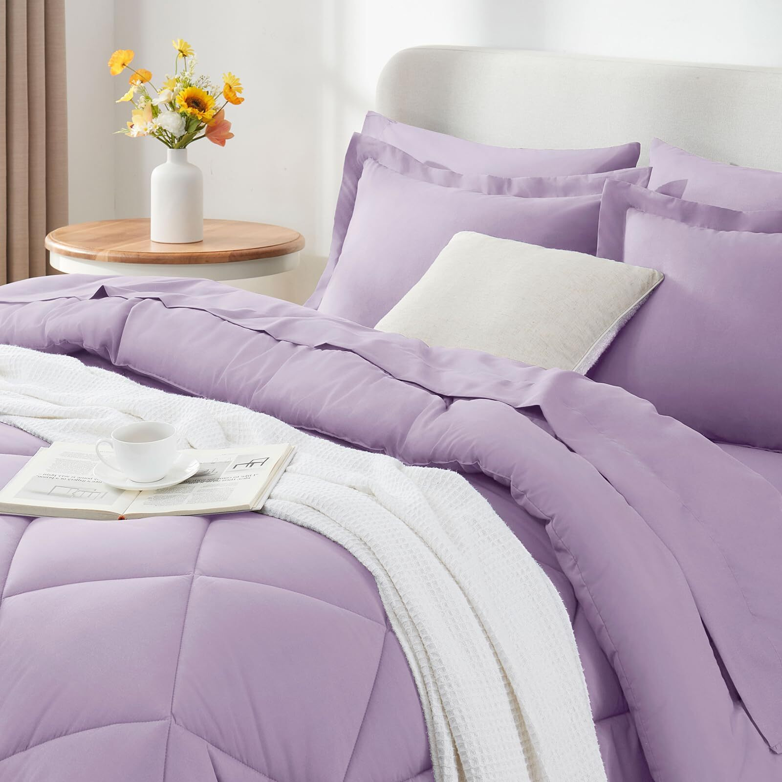 Cozylux Full Comforter Set With Sheets 7 Pieces Bed In A Bag Light Purple All Season Lavender Bedding Sets With Comforter  Pillow Shams  Flat Sheet  Fitted Sheet And Pillowcases