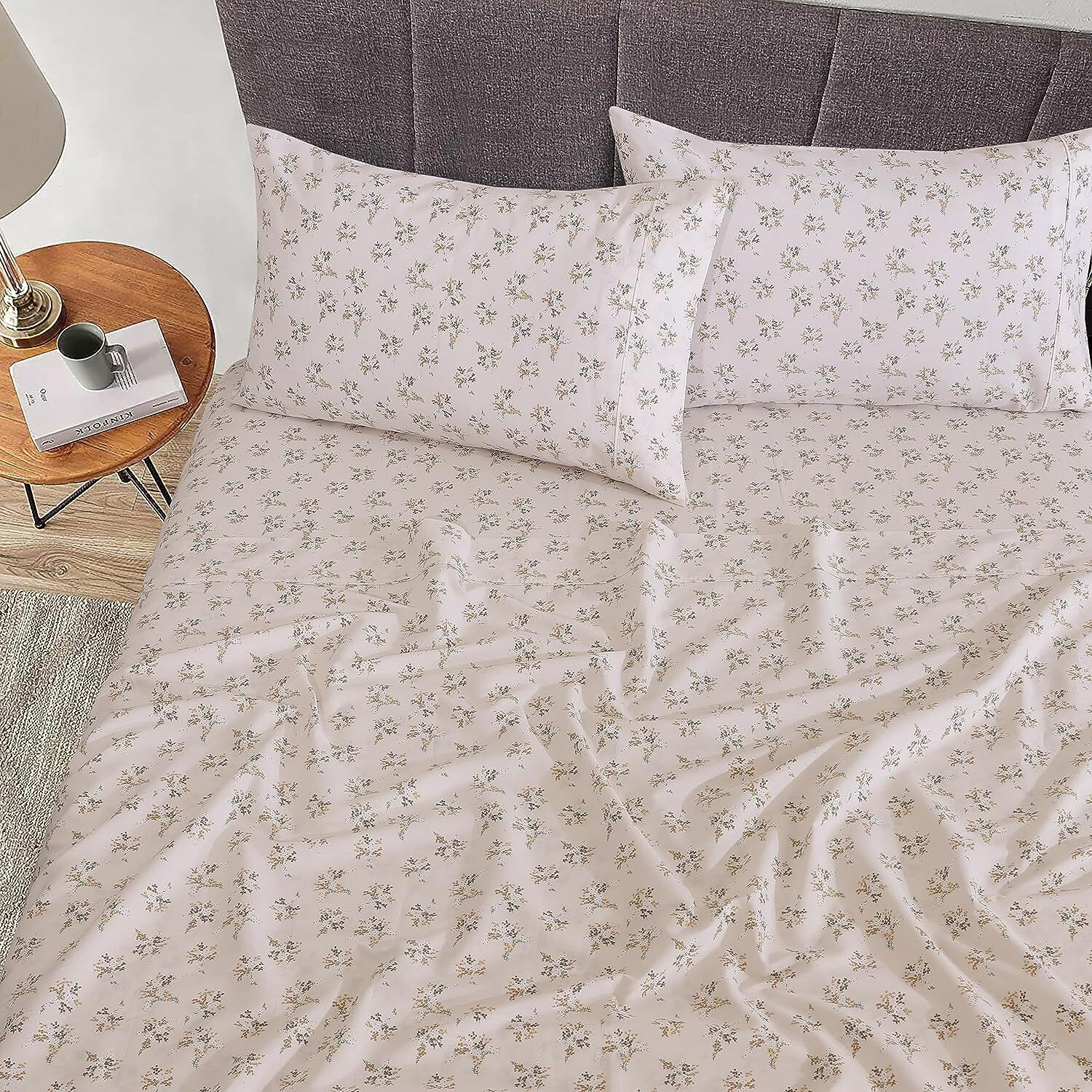 Ruvanti 100% Cotton Sheets - Crispy Cooling Percale Sheets For Split King Size Bed  Breathable & Durable Split King Sheet Set For Adjustable Bed  16 Inches Deep Pocket Bed Sheets  Twin Spring  5 Pcs