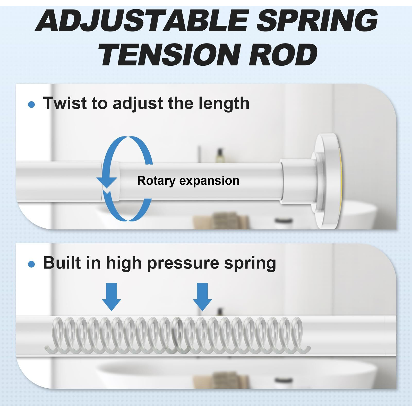 Corklatta White Shower Curtain Rod 31 To 92 Inch 1 Inch Diameter Adjustable Spring Tension Stainless Steel Telescoping Rod Easy Install No Rust