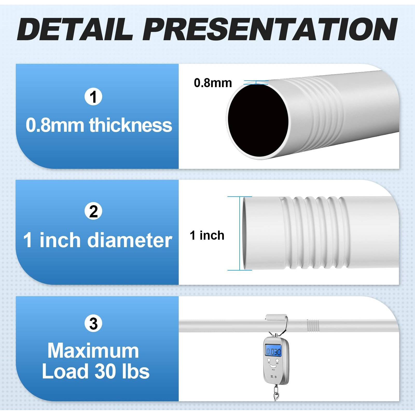 Corklatta White Shower Curtain Rod 31 To 92 Inch 1 Inch Diameter Adjustable Spring Tension Stainless Steel Telescoping Rod Easy Install No Rust