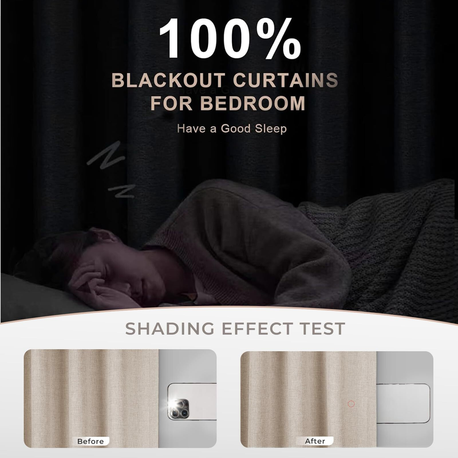 Inovaday 100% Blackout Curtains For Bedroom  Thermal Insulated Linen Blackout Curtains 84 Inch Length 2 Panels Set  Back Tab/Rod Pocket Room Darkening Curtains For Bedroom  Nursery -Oatmeal W50 X L84