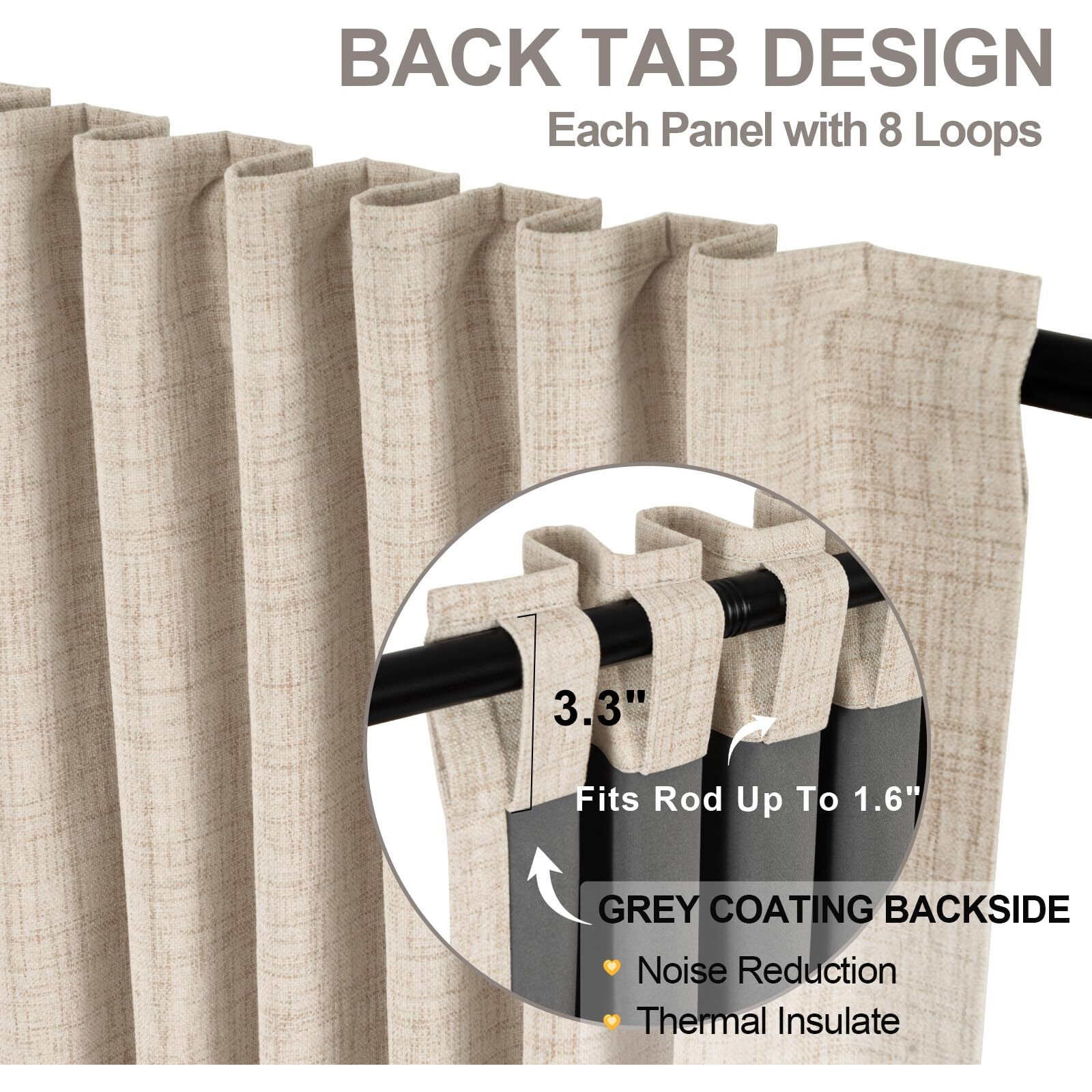 Inovaday 100% Blackout Curtains For Bedroom  Thermal Insulated Linen Blackout Curtains 84 Inch Length 2 Panels Set  Back Tab/Rod Pocket Room Darkening Curtains For Bedroom  Nursery -Oatmeal W50 X L84